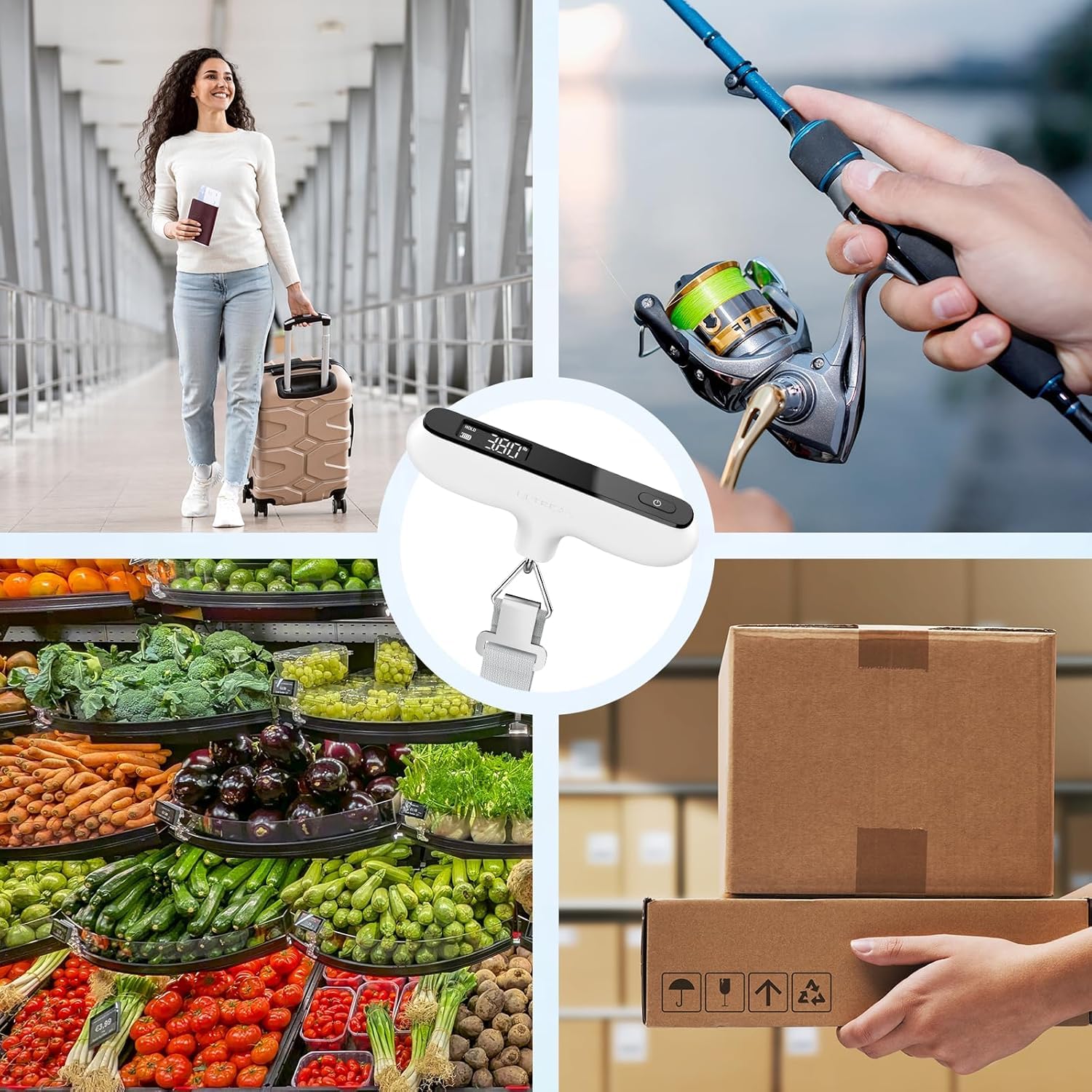 Thumbnail 5 de Ultrean Handgepäckwaage 50 kg – Digitale Kofferwaage mit Haken und Gummibeschichtung