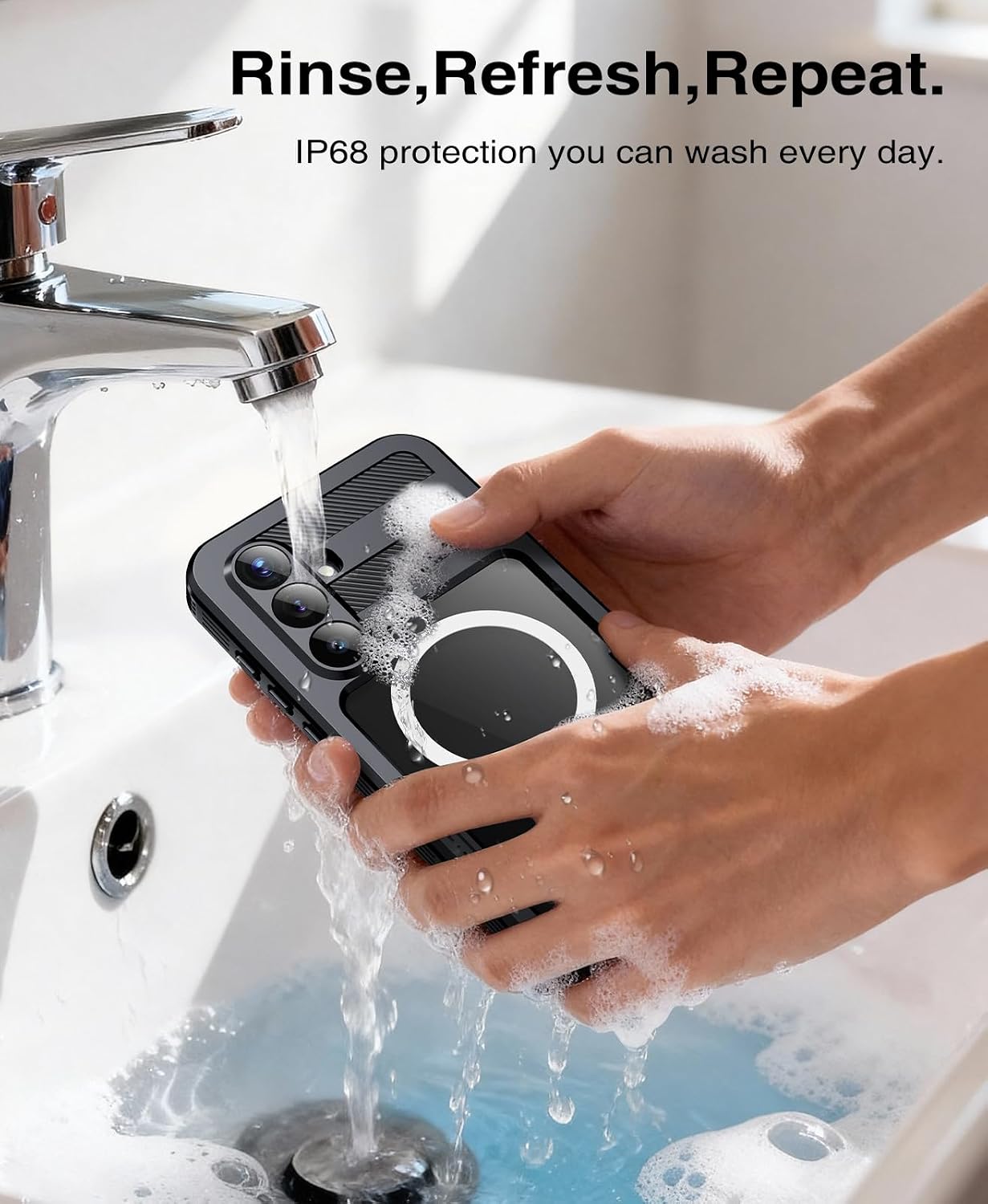 Detalle 2 de Beeasy Waterproof Galaxy S26 Case (IP68) with Magsafe Compatibility, Built-in Screen Protector & Camera Lens Cover
