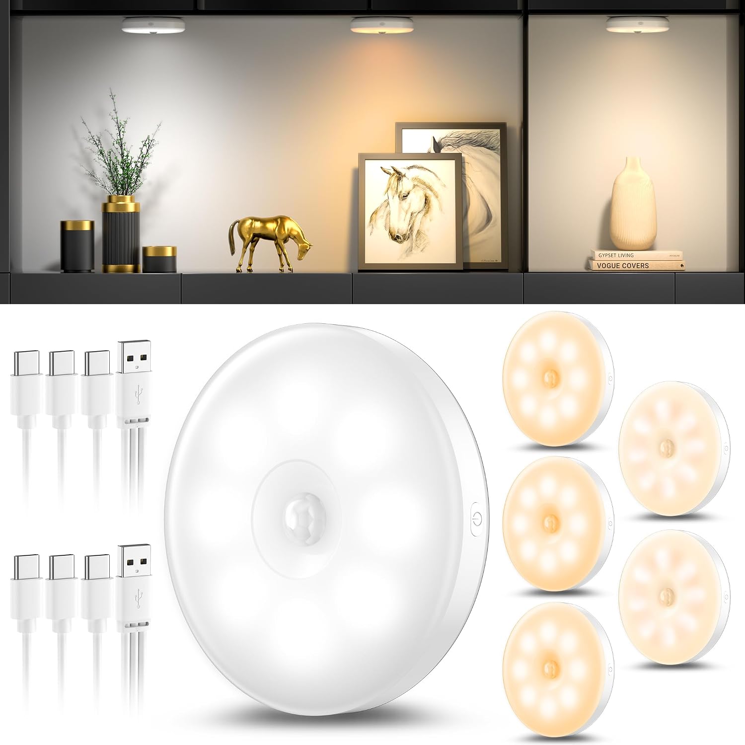 Detalle de daphomeu 6 Stück Nachtlicht mit Bewegungsmelder,Dreifarbige USB Wiederaufladbare LED-Licht,Schrankbeleuchtung,Bewegungsmelder innen für Treppenbeleuchtung,Schlafzimmer, Küche, Kinderzimmer.
daphomeu 6 Stück Nachtlicht mit Bewegungs…