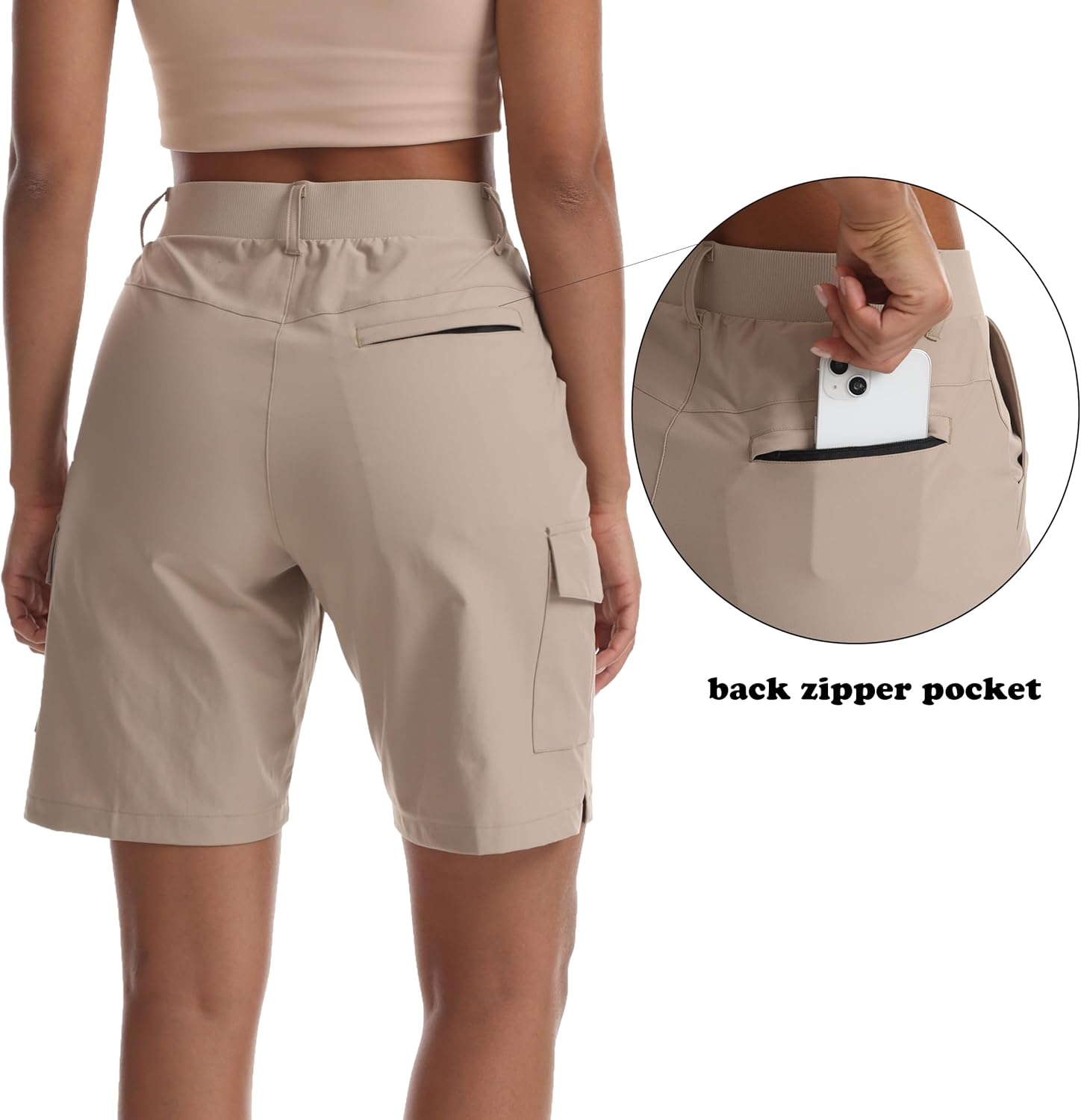 Thumbnail 3 de Yoglegins Women's Lightweight Hiking Cargo Shorts — 5-Pocket, Water-Resistant, 8" Inseam
