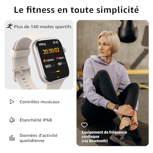 Thumbnail 2 de AcclaFit Montre Connectée – Appels Bluetooth, 140+ modes sport et IP68 (1,85'' HD) pour Android et iOS