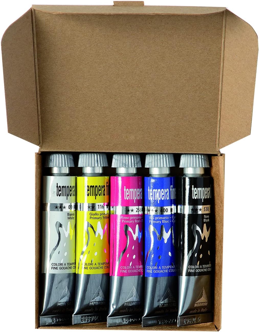 Detalle de Maimeri Tempera fine set in cartone – 5 tubi 20 ml colori primari