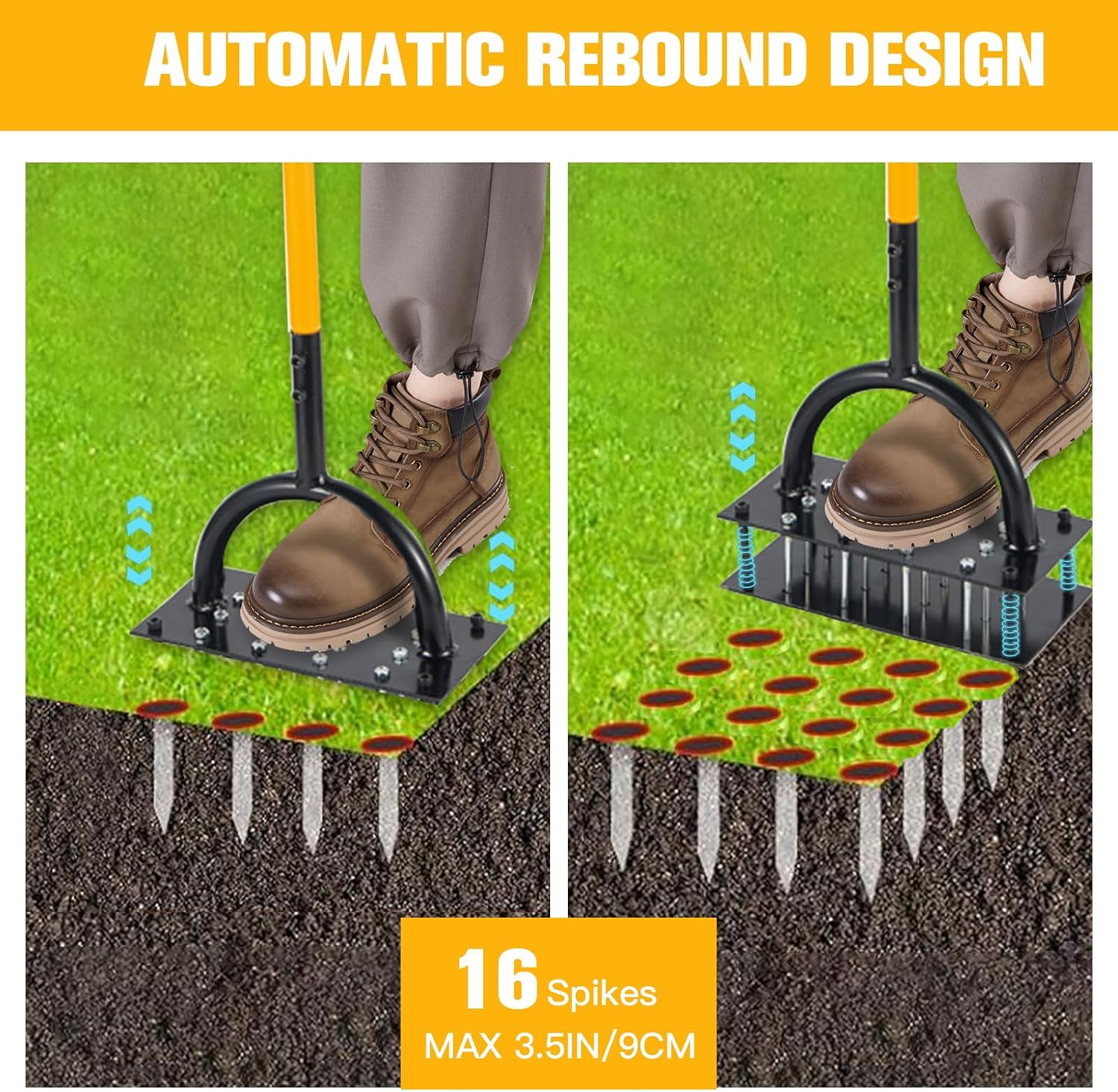 Thumbnail 5 de ROCKY&CHAO Manual Lawn Aerator 16 Spike