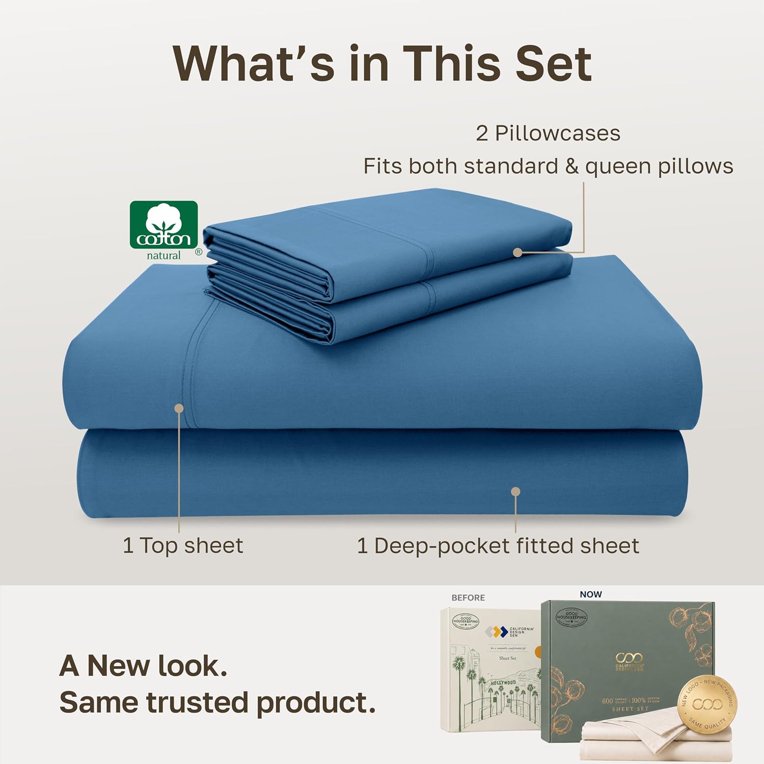 Thumbnail 2 de California Design Den 840307190499 Queen Cotton Sheet Set, 600 Thread Count