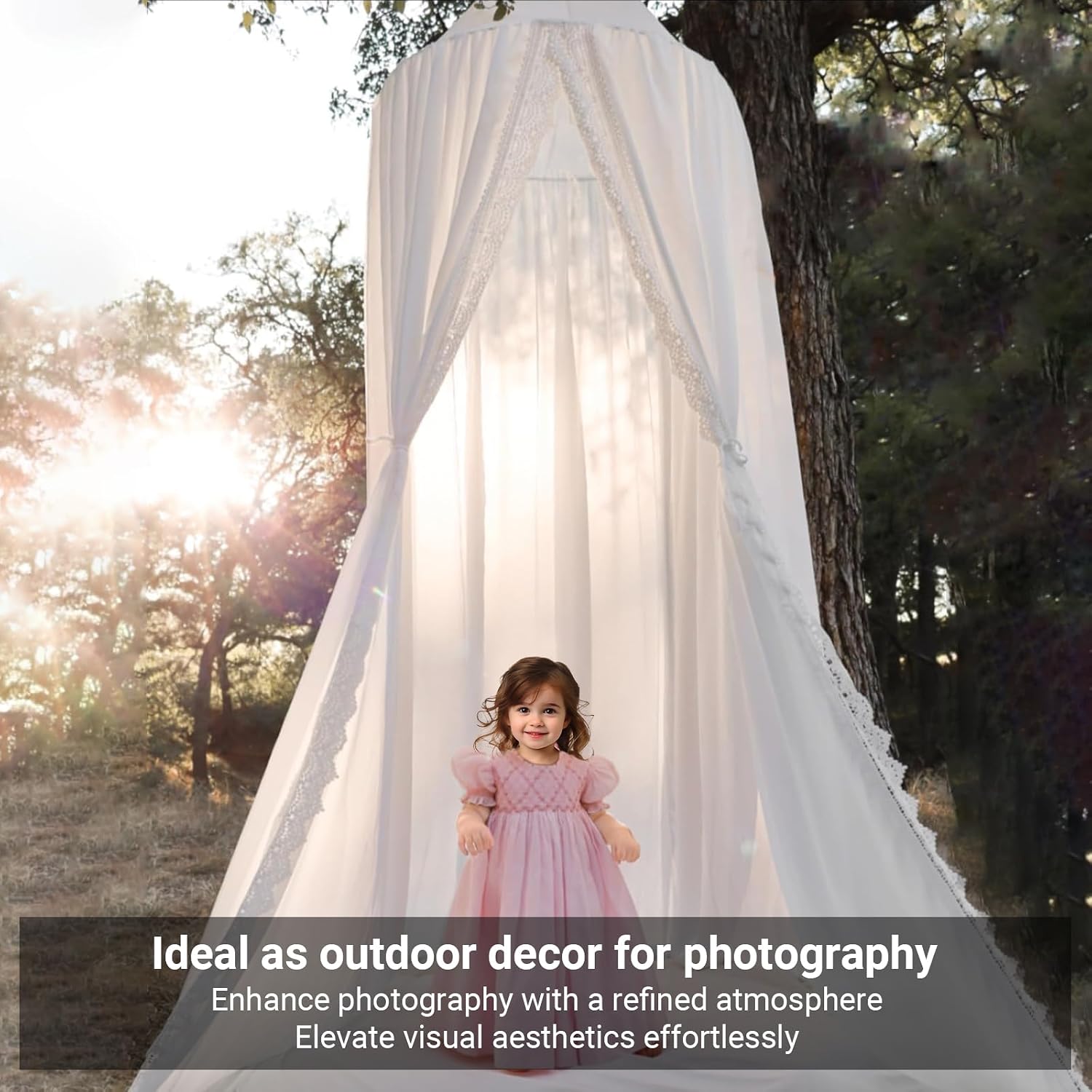 Thumbnail 6 de OldPAPA Bed Canopy, White Hanging Mosquito Net, 240 cm