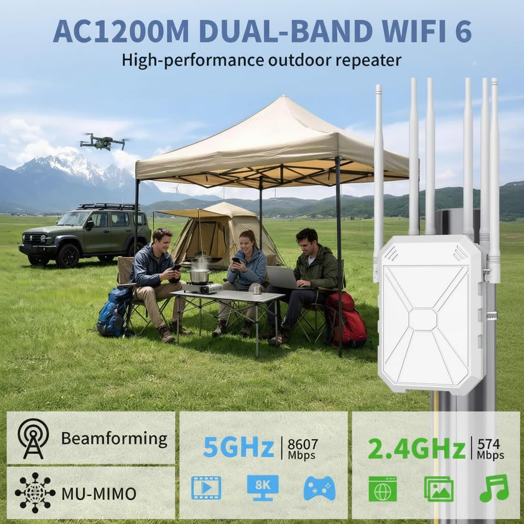 Thumbnail 1 de AC1200 Outdoor WLAN Repeater – Zweiband-Verstärker mit Hochgewinnantennen, IP67 wetterfest