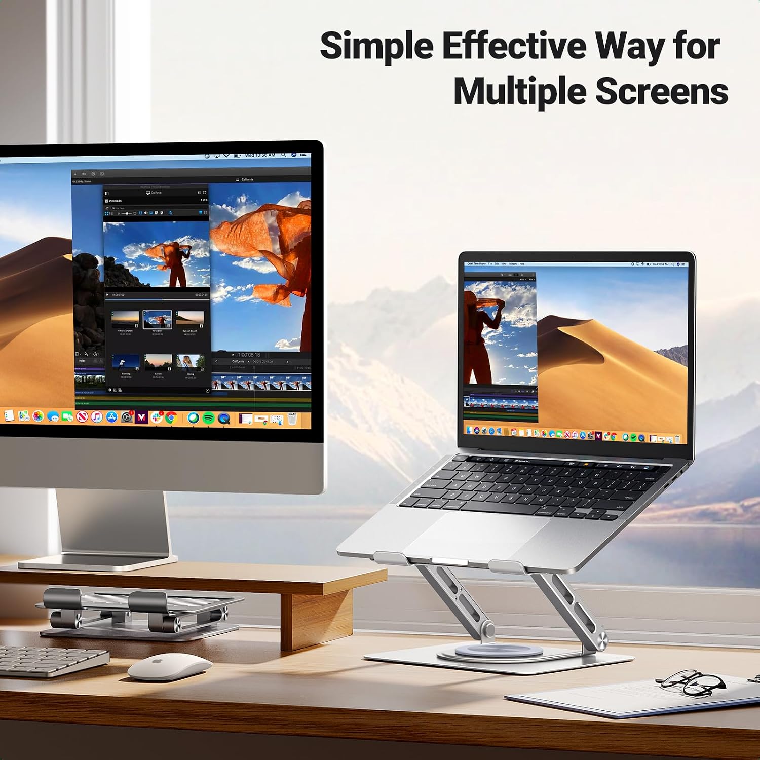 Detalle de UGREEN laptopstandaard, 360° draaibaar aluminium, verstelbaar en opvouwbaar