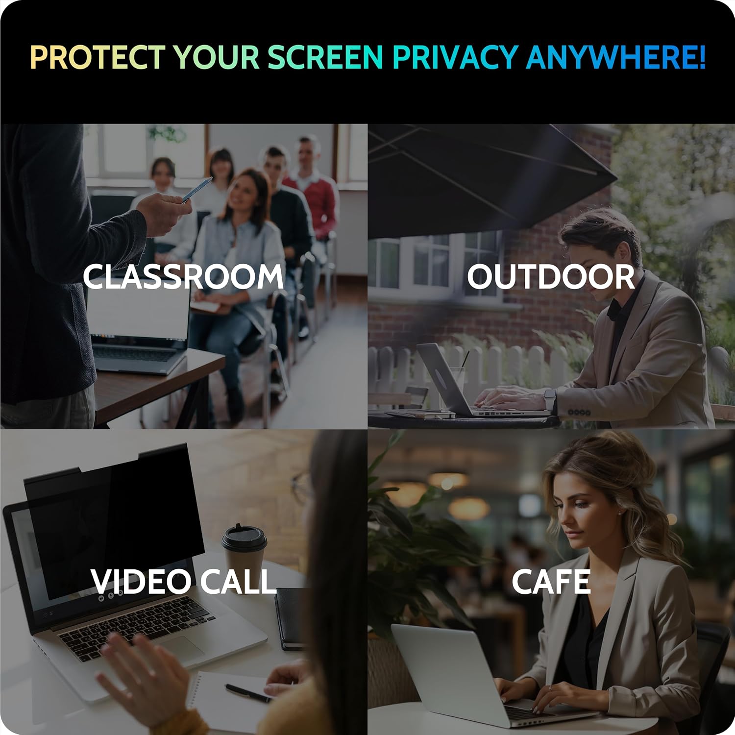 Thumbnail 6 de Peslv Magnetic Laptop Privacy Screen 15.6" for 16:9 Laptops — Easy Magnetic Install, Anti-Glare & Blue Light Filter