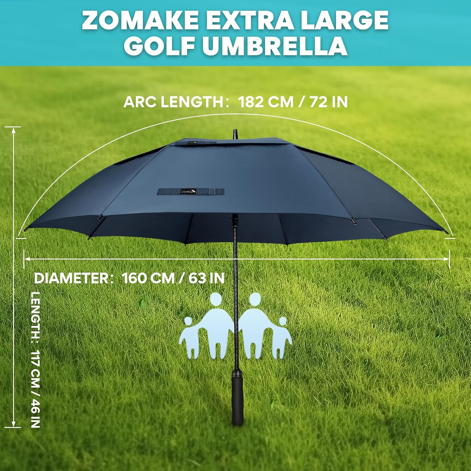 Detalle 2 de ZOMAKE 51-Inch Golf Umbrella with Vented Double Canopy