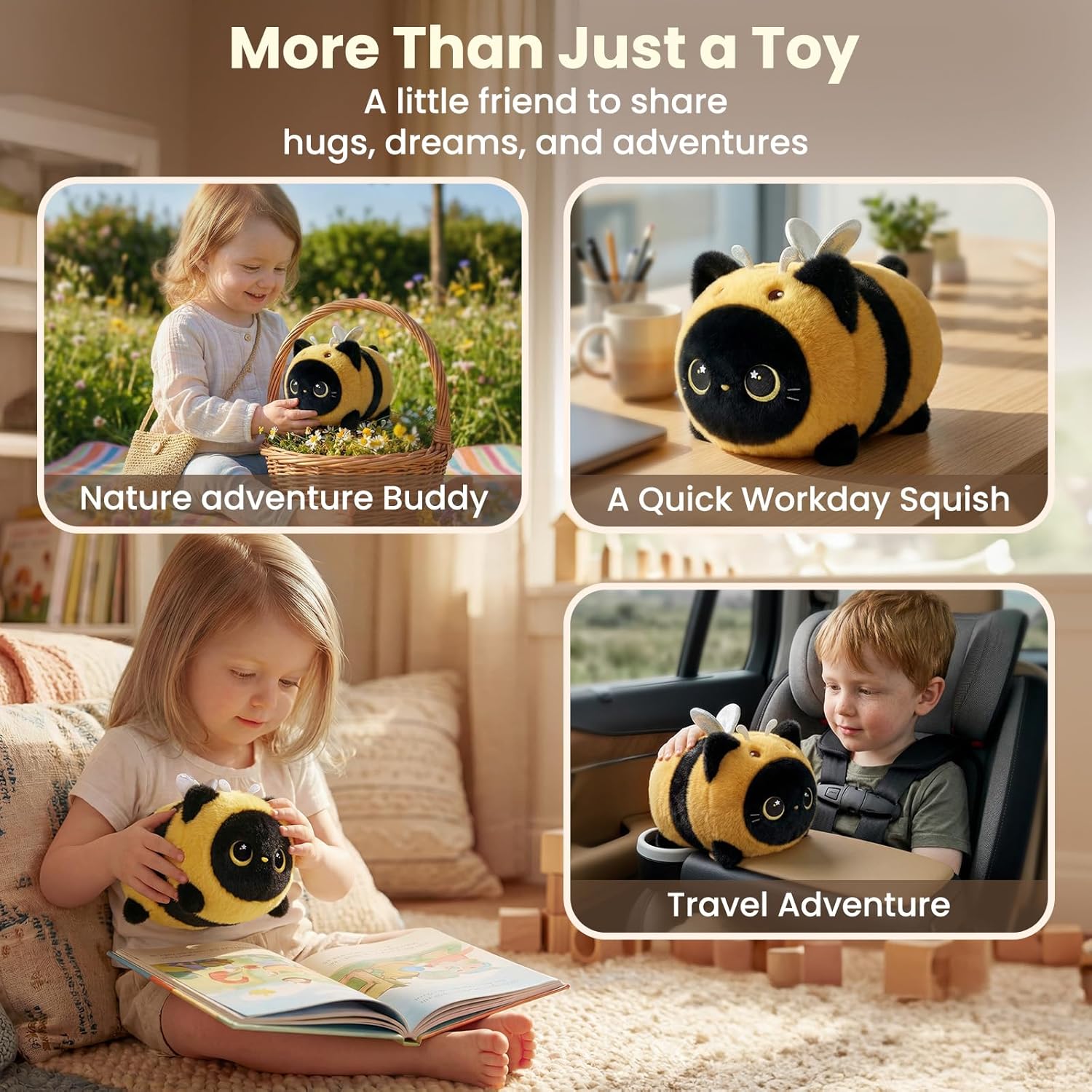 Thumbnail 6 de Mewaii Cat Bee Plush Pillow 8 Inch