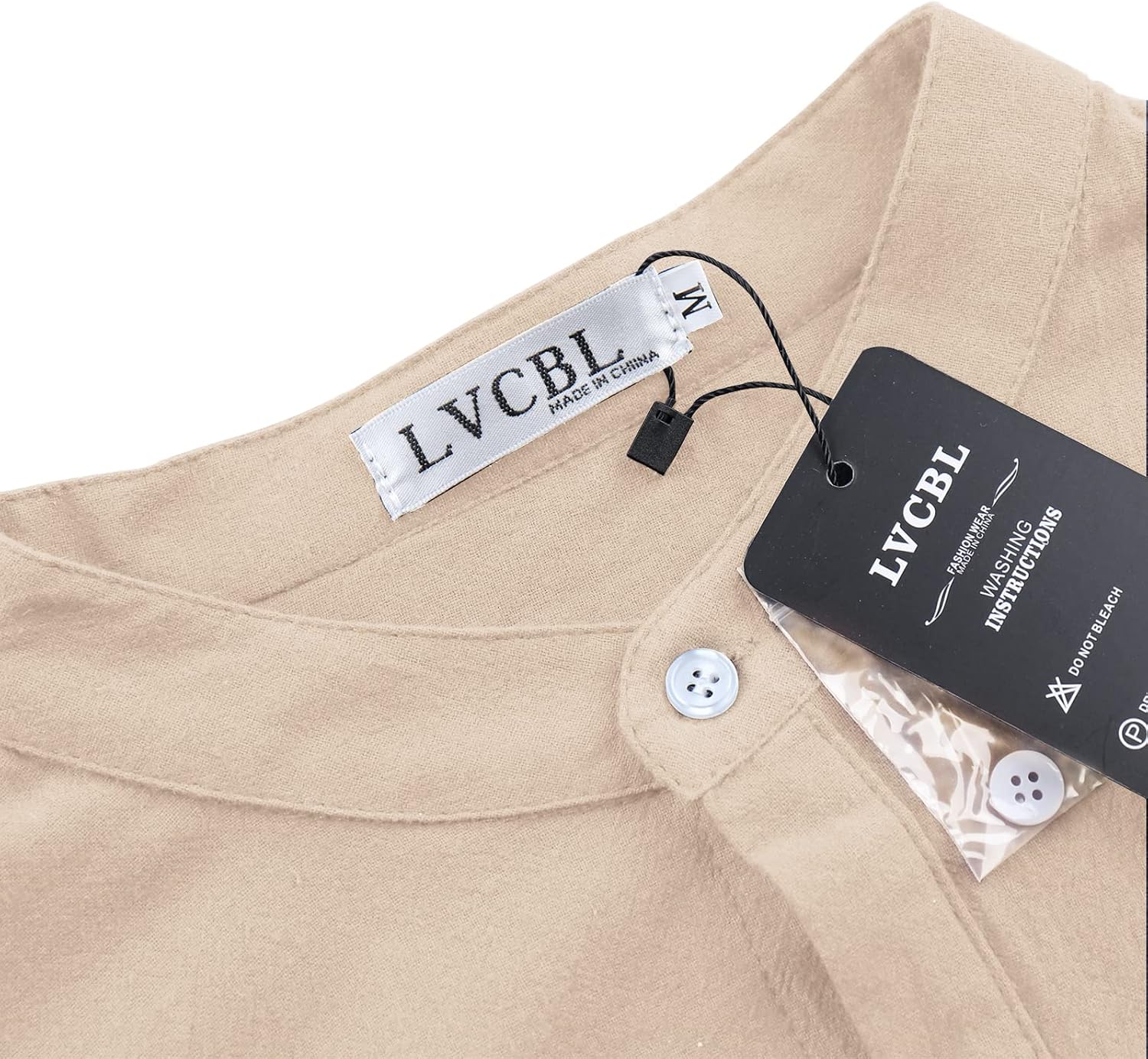 Thumbnail 2 de LVCBL Mens Casual Cotton Shirt Long Sleeve Band Collar Henley Shirt Tops