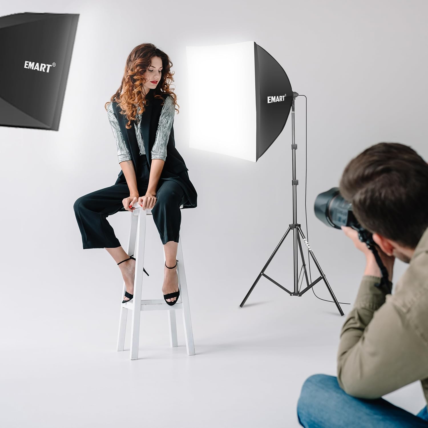 Thumbnail 6 de EMART Softbox Set Fotostudio: 2x 50x50 cm, 85W LED-Beleuchtung inkl. Stative und Diffusionsgewebe