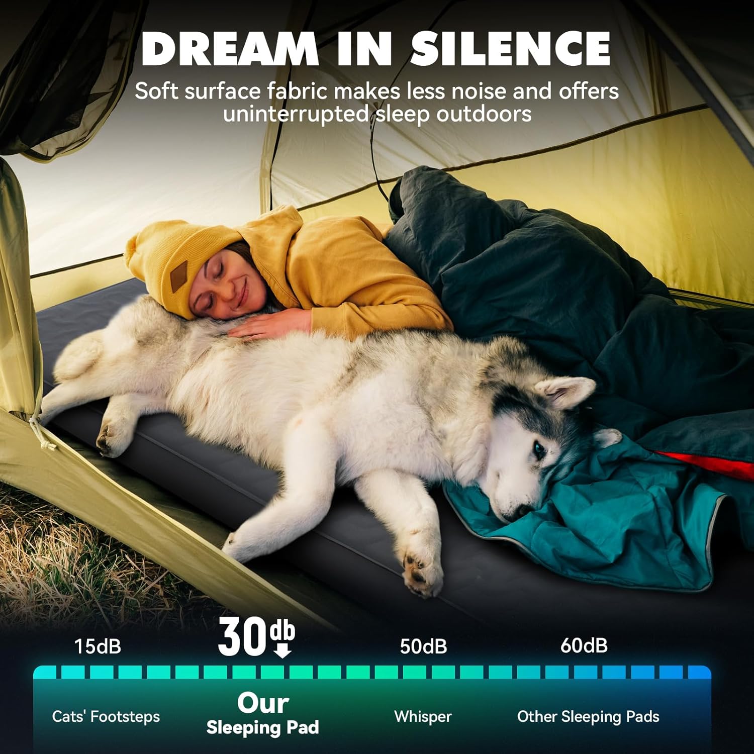 Thumbnail 4 de HIKENTURE Self-Inflating Sleeping Pad — 4" Thick, 9.5 R-Value, All-Season Camping Mat (Slate Grey, Single, 203x71x10cm)