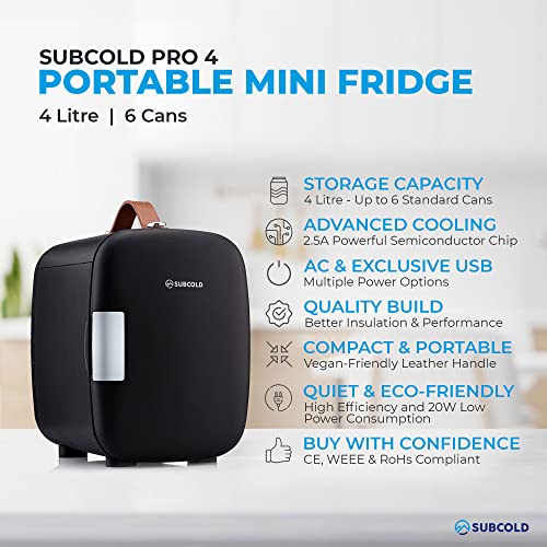 Detalle 2 de Subcold Pro4 Mini Fridge 4L: Quiet, USB-Powered Compact Cooler for Bedroom or Desk