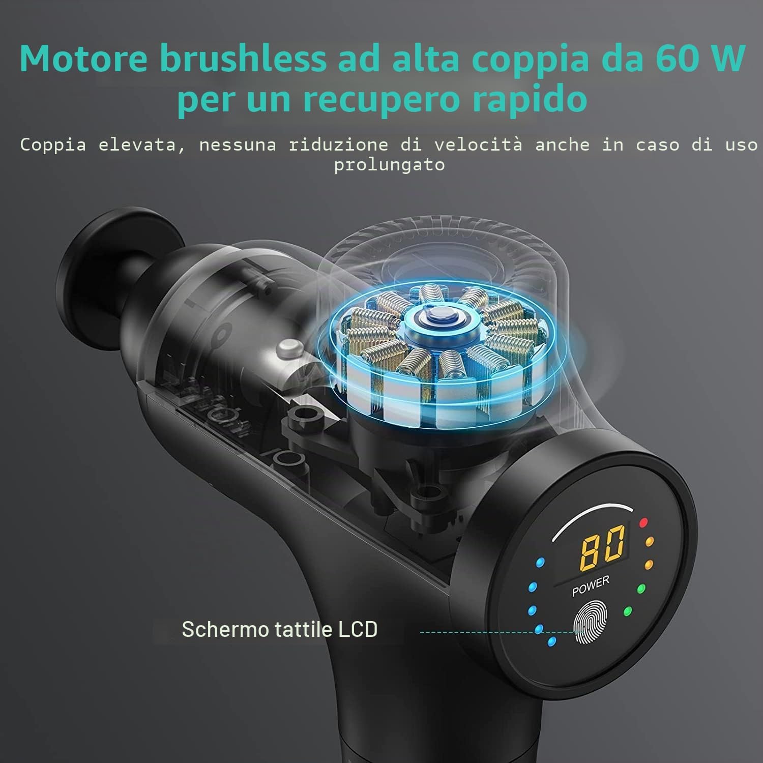 Detalle 2 de Mebak 3 Pistola Massaggio Muscolare Professionale (3200 RPM) con 7 testine