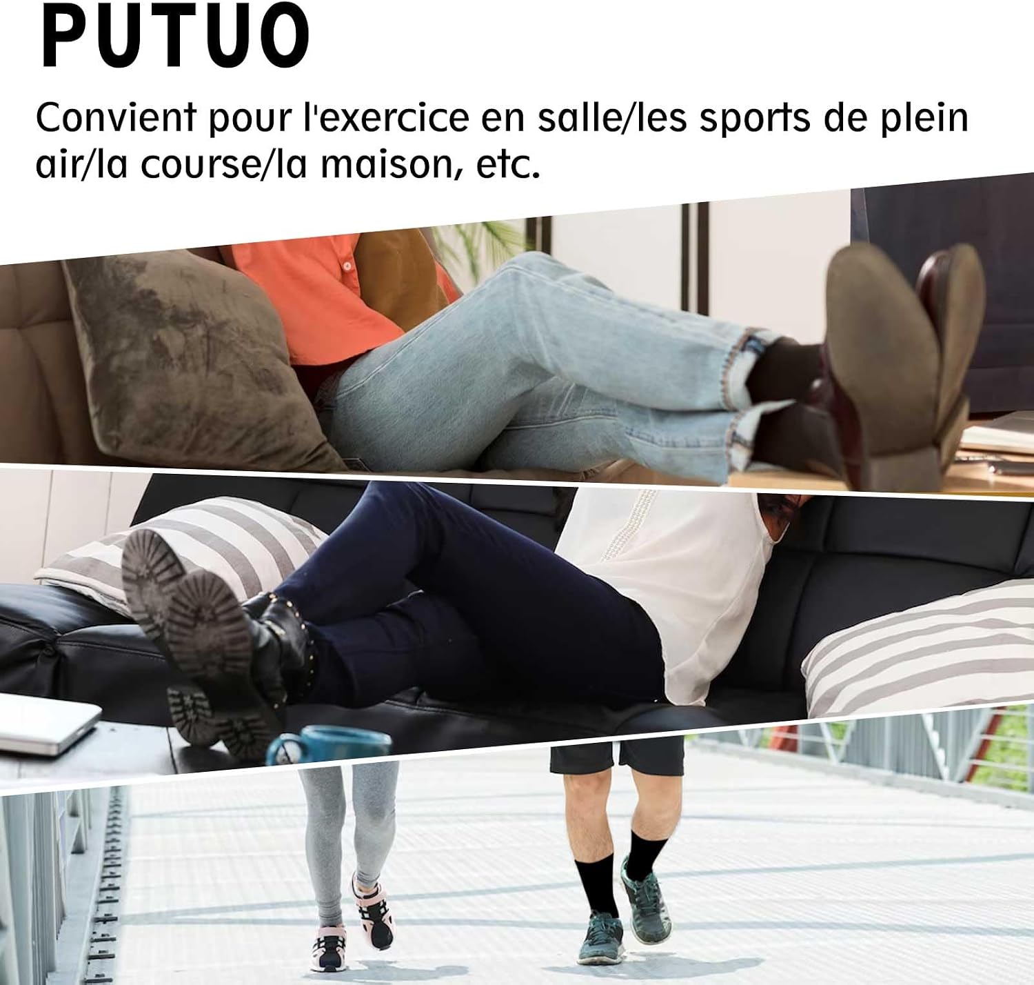Thumbnail 6 de PUTUO Homme Chaussettes Antidérapantes 39-50 4 paires