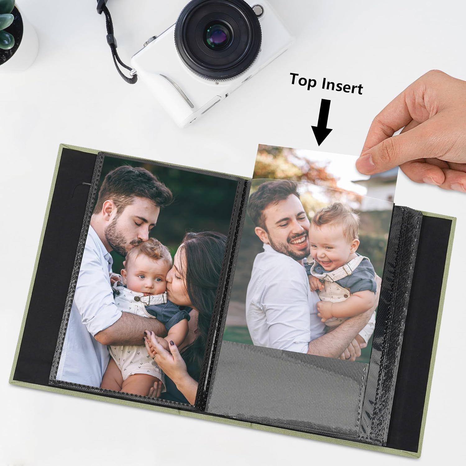 Detalle de Fotoalbum klein Einsteckalbum 10x15 – 100 Taschen, Fenster, Weiß
