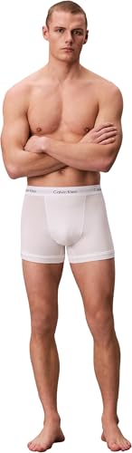 Detalle de Calvin Klein Herren Boxershorts Low Rise TRUNK 3er Pack U2664G – Weiß, XL