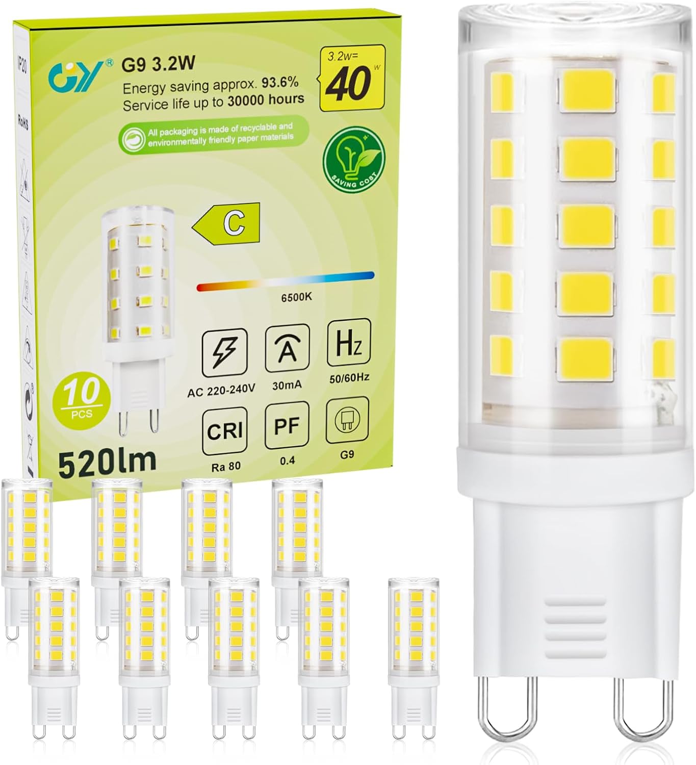Detalle de GY G9 LED Bulbs 3.2W 10 Pack