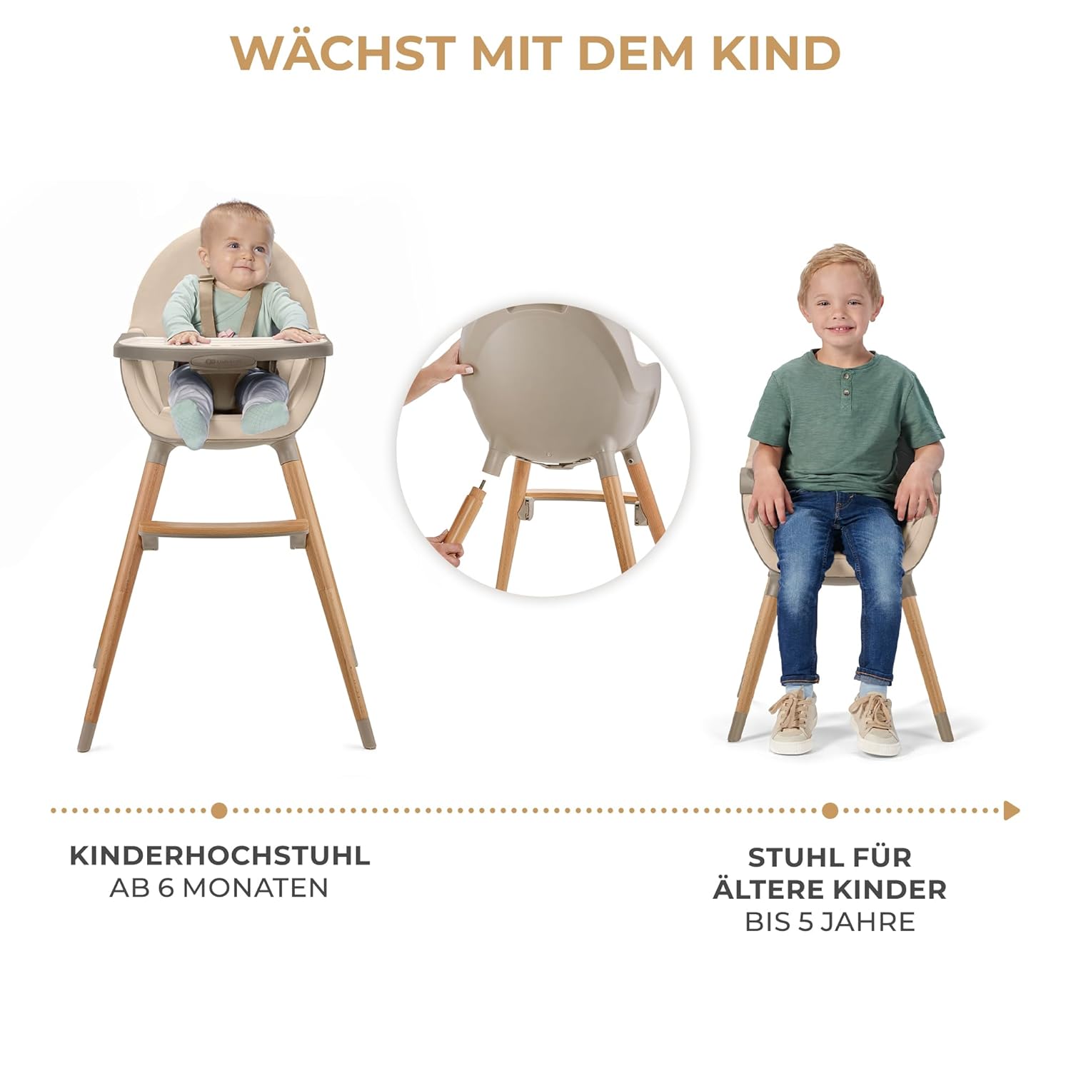 Thumbnail 2 de Kinderkraft FINI2 2 in 1 Hochstuhl – sicher, flexibel und langlebig (Beige)