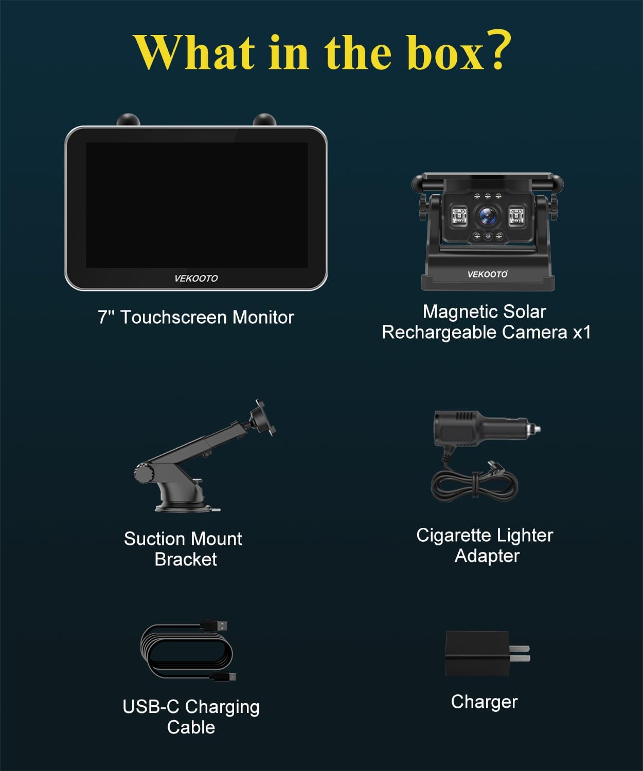 Thumbnail 6 de VEKOOTO VK7Pro Magnetic Solar Wireless Backup Camera System with 7" IPS Monitor