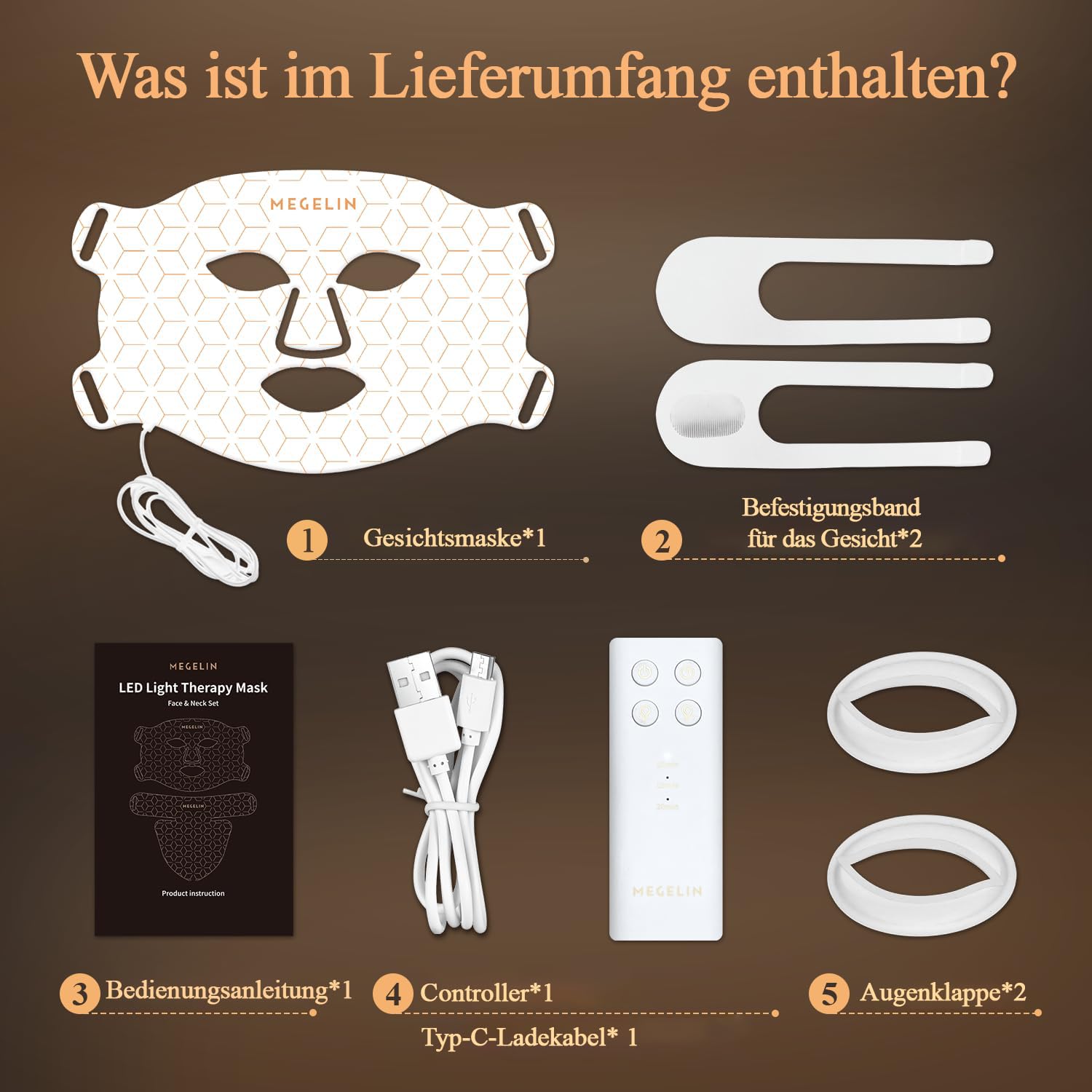 Thumbnail 6 de MEGELIN LED Lichttherapie Gesichtsmaske mit 7 Modi und Infrarot-Licht