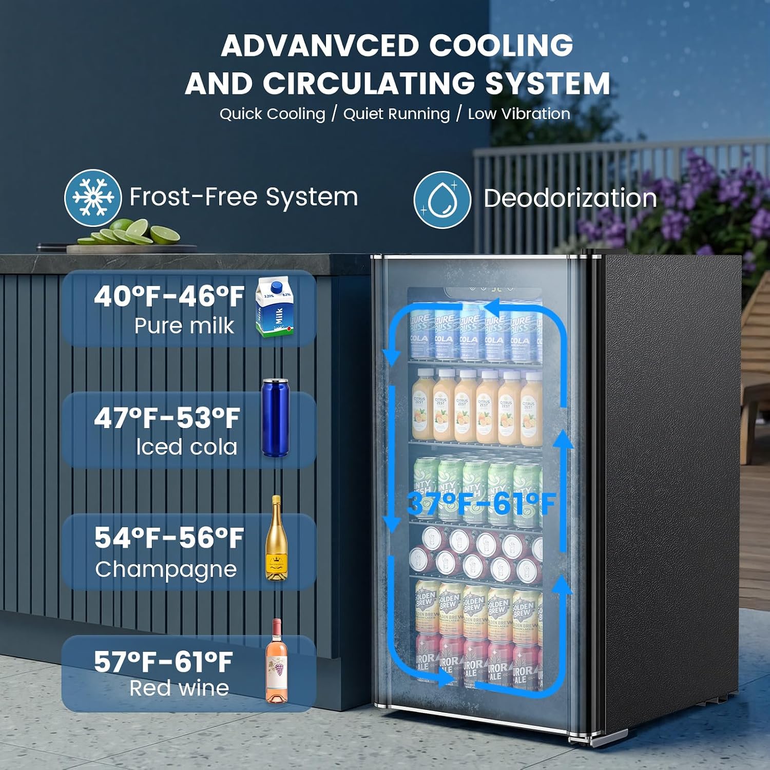 Detalle 2 de Electactic W5899H Beverage Refrigerator, 3.2 cu. ft., Glass Door and Adjustable Shelves