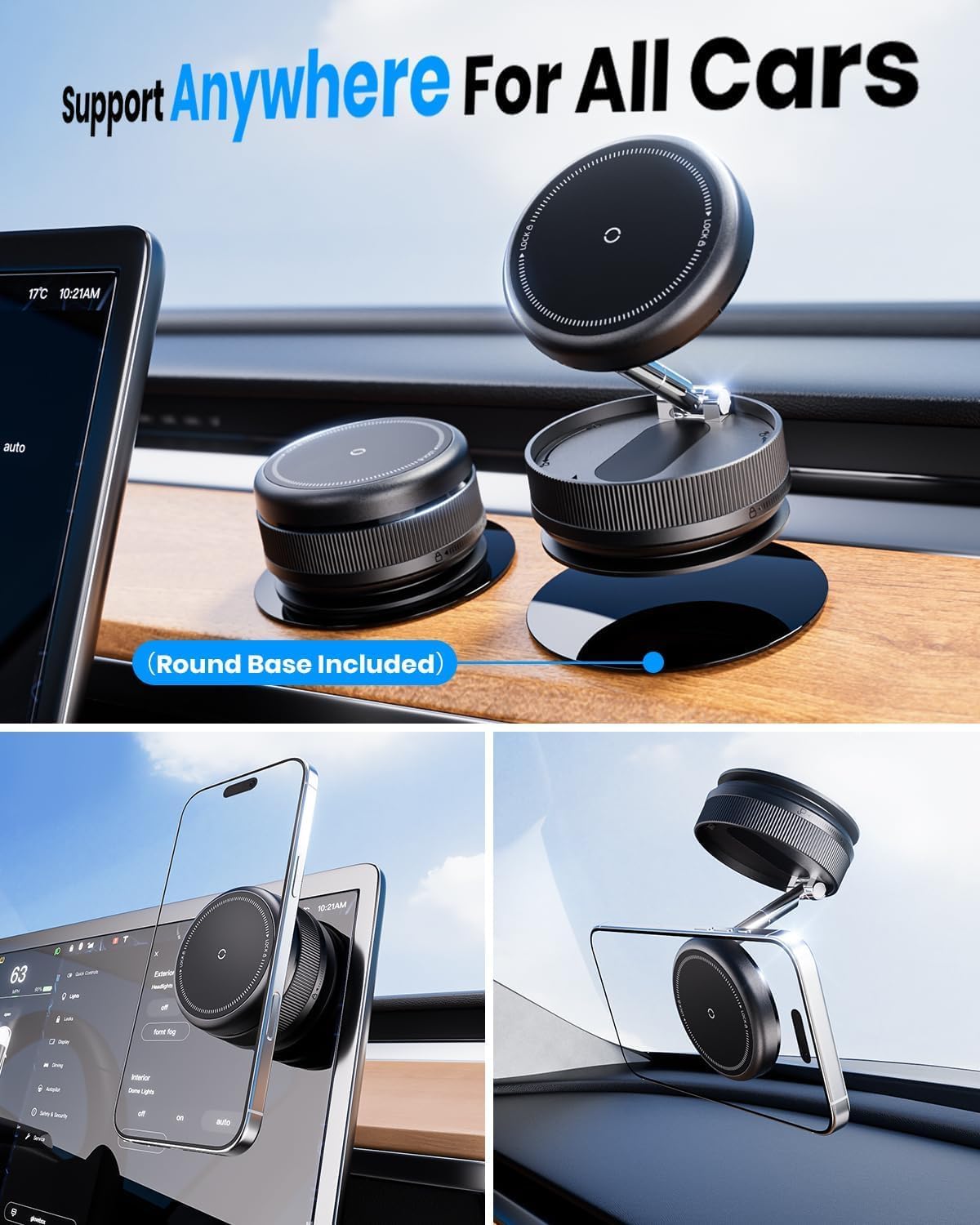 Detalle 2 de 2026 Upgraded 360° Vacuum Magnetic Car Phone Holder