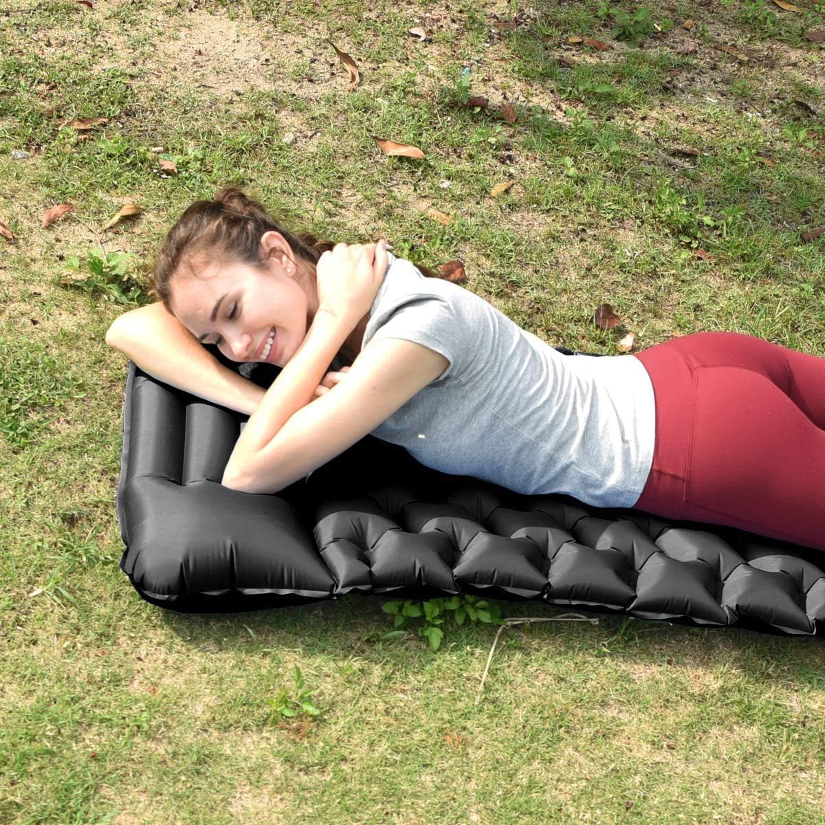 Detalle de Sundom Isomatte Camping – Ultraleichte, aufblasbare Matte mit Kissen (190 × 59 × 6 cm)