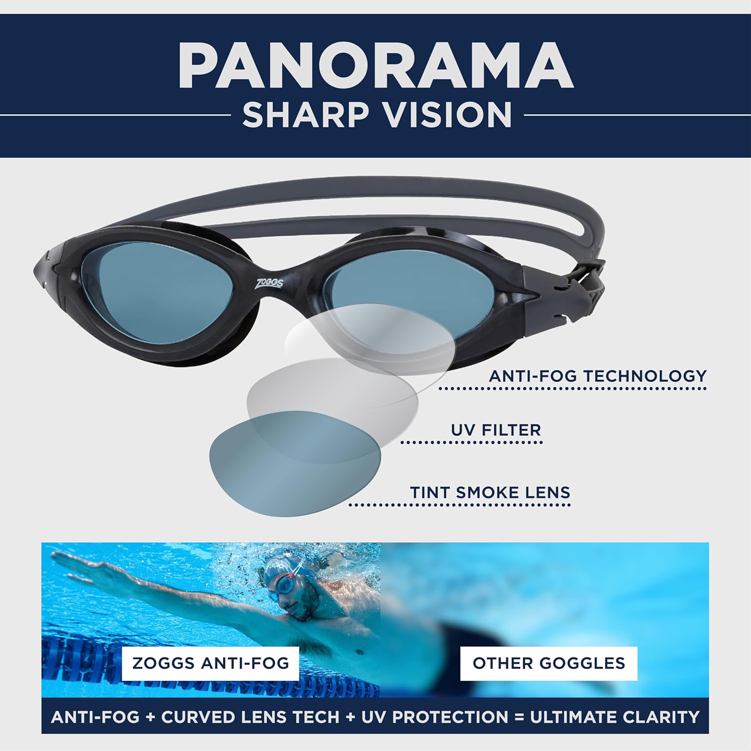Thumbnail 4 de Zoggs Panorama Swim Goggles with Tinted Lenses