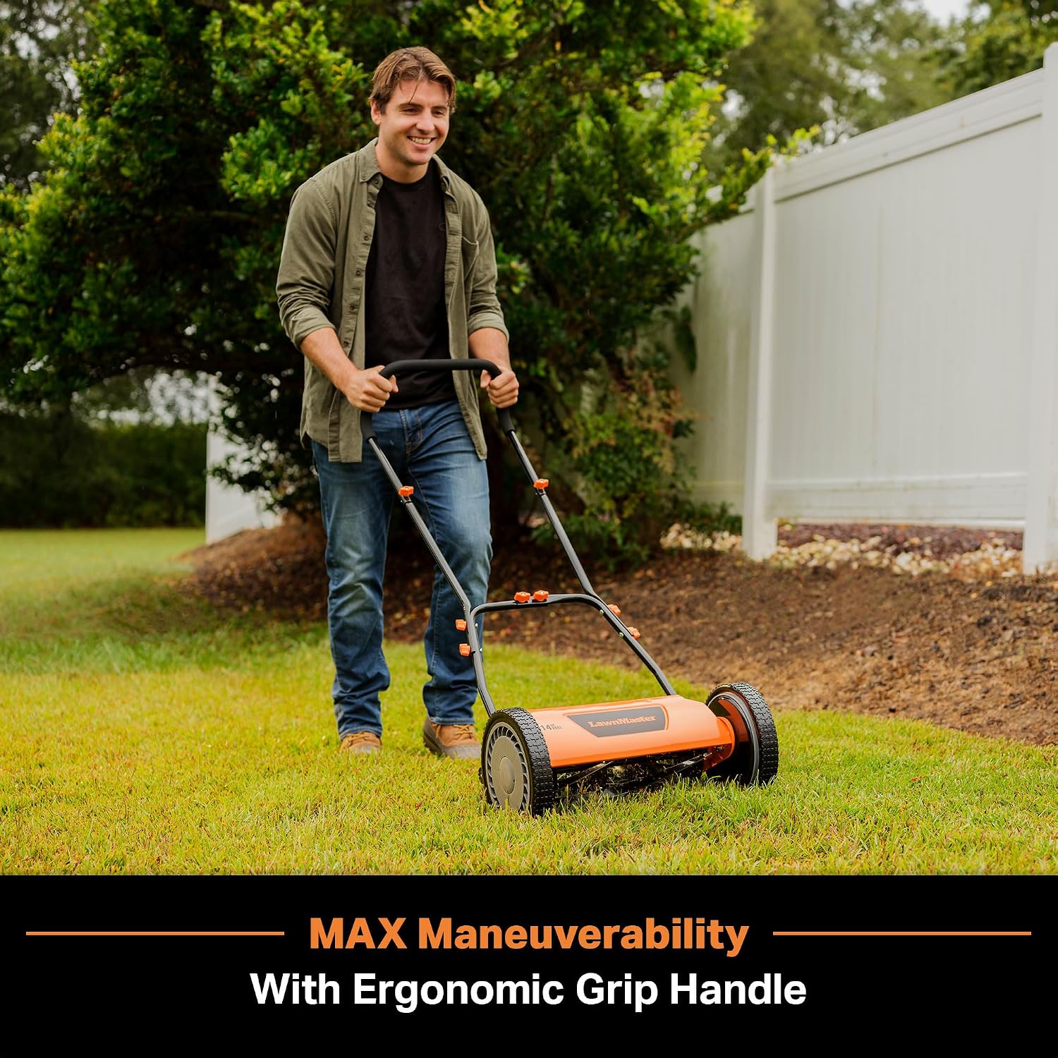 Detalle de LawnMaster LMRM1401 14-Inch 5-Blade Push Reel Lawn Mower