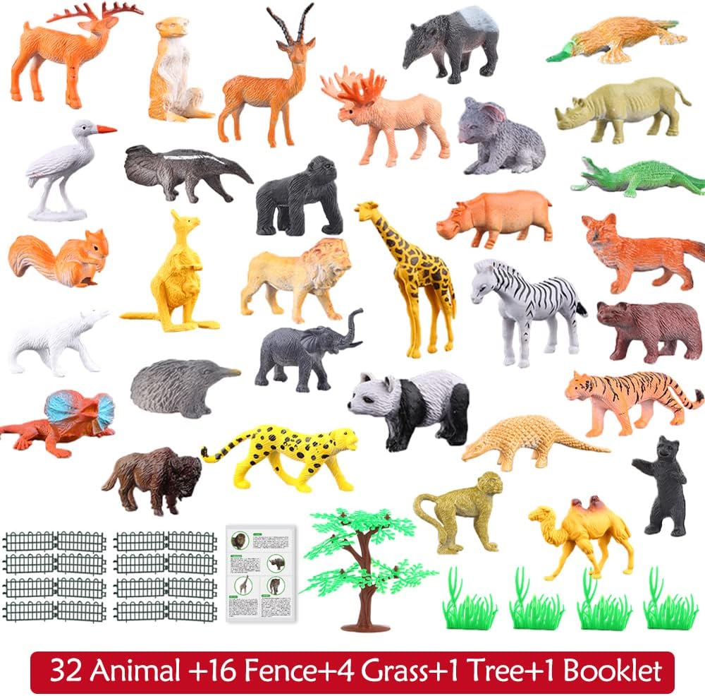 Thumbnail 1 de 54-Piece Mini Jungle Animals Figure Set (Plastic Wild Animals Toys) for Kids Toddlers
