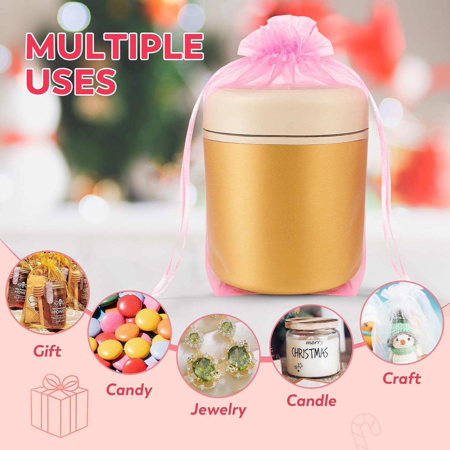 Thumbnail 4 de Crweety White Organza Bags 6x9 Inches (50 Pcs) – Large Mesh Gift Bags with Drawstring for Wedding Favors and More