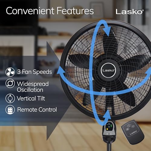 Thumbnail 2 de Lasko Cyclone Oscillating Pedestal Fan 1843 - Adjustable to 54" in Black