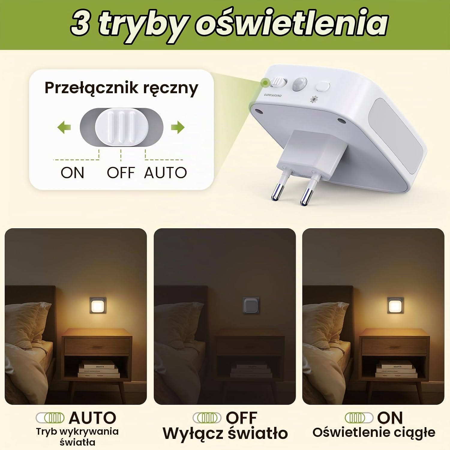 Detalle 2 de PALATALA PAL301 – ściemniane lampki nocne LED z czujnikiem zmierzchu, 2 szt.