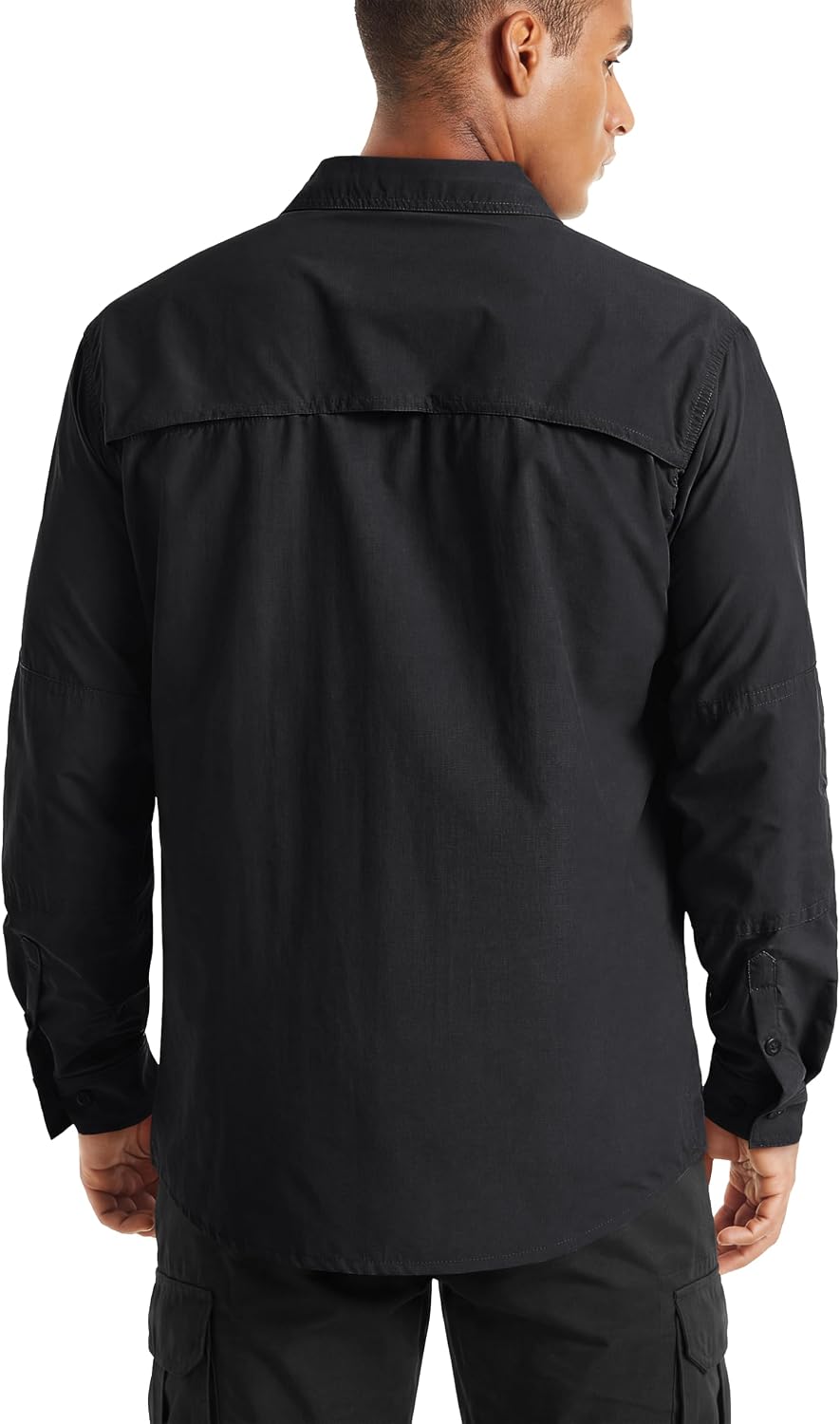Detalle de TACVASEN Men's Tactical Button Shirt, Quick-Dry, UV Protection, Long Sleeve
