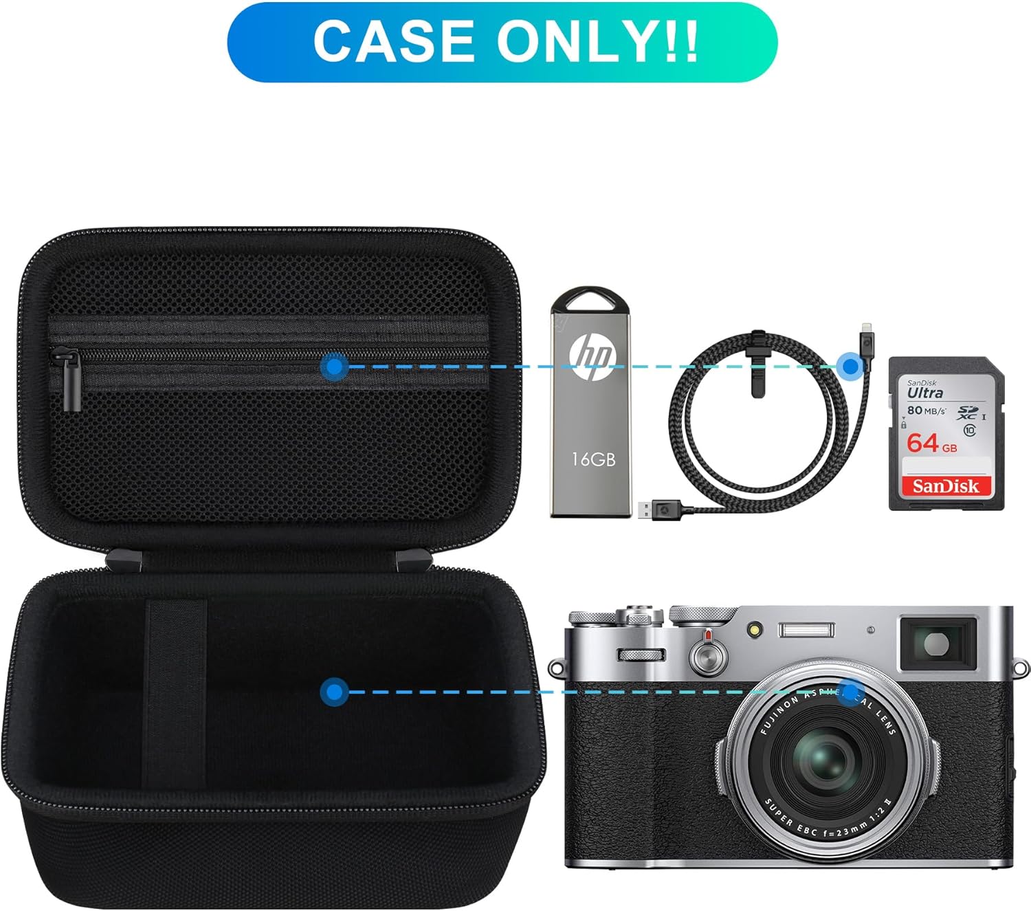 Detalle de BOVKE Carrying Case for Fujifilm X100VI/X100V/X100F/X100S/X-E5