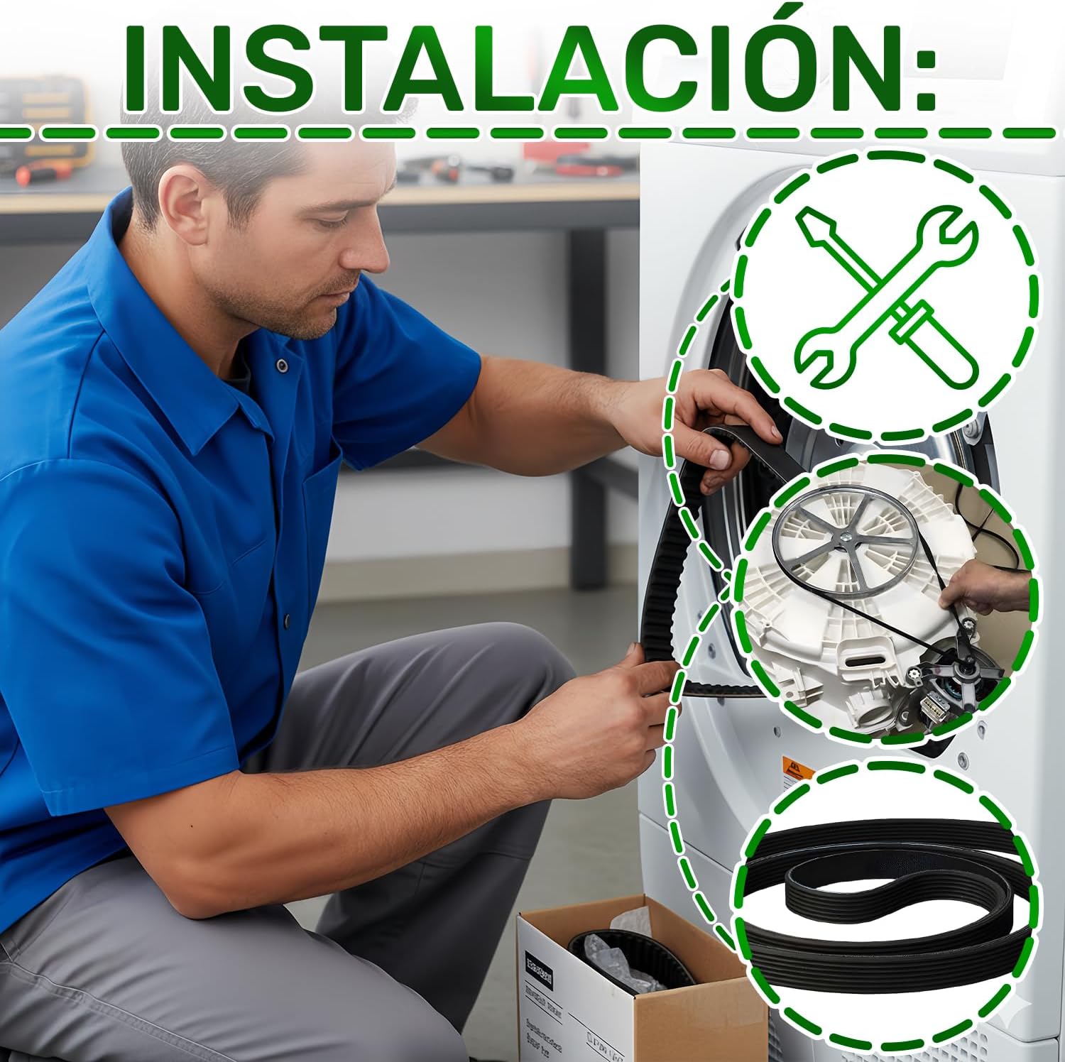 Detalle de ONIX TECH correa Poly-V para secadora 1995 mm PH7 (cód. 00650499 / 650499)