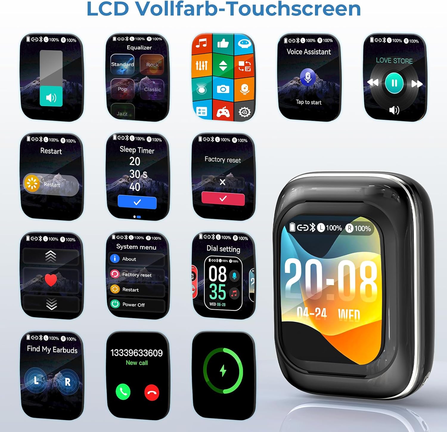 Detalle de Neu 2026 KI Übersetzungskopfhörer – 3-in-1 Echtzeit Übersetzer, HiFi-Sound und LCD-Touchscreen