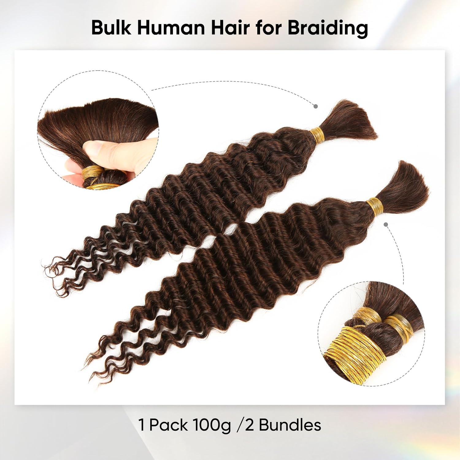 Detalle 2 de Human Braiding Hair 20 Inch 100g Deep Wave