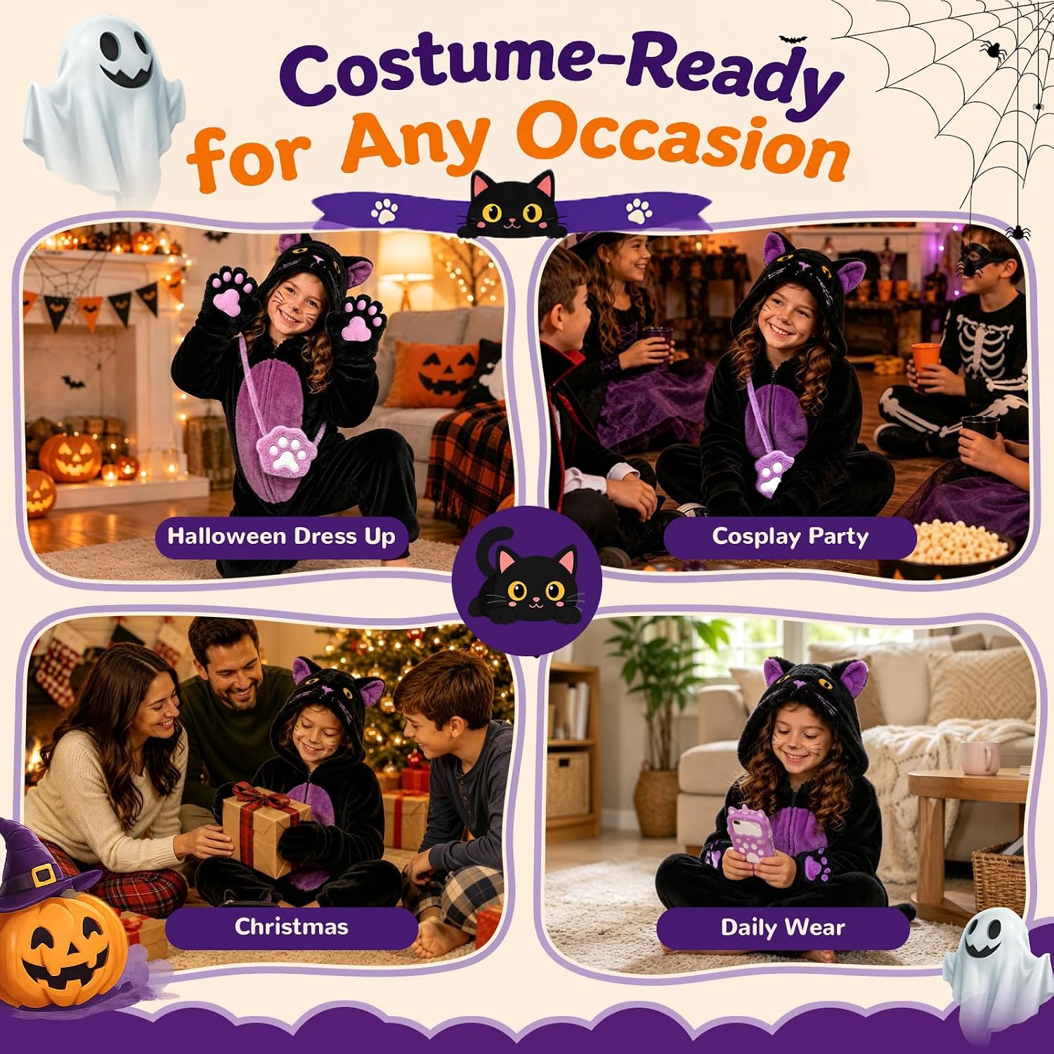 Thumbnail 6 de Black Cat Costume for Girls