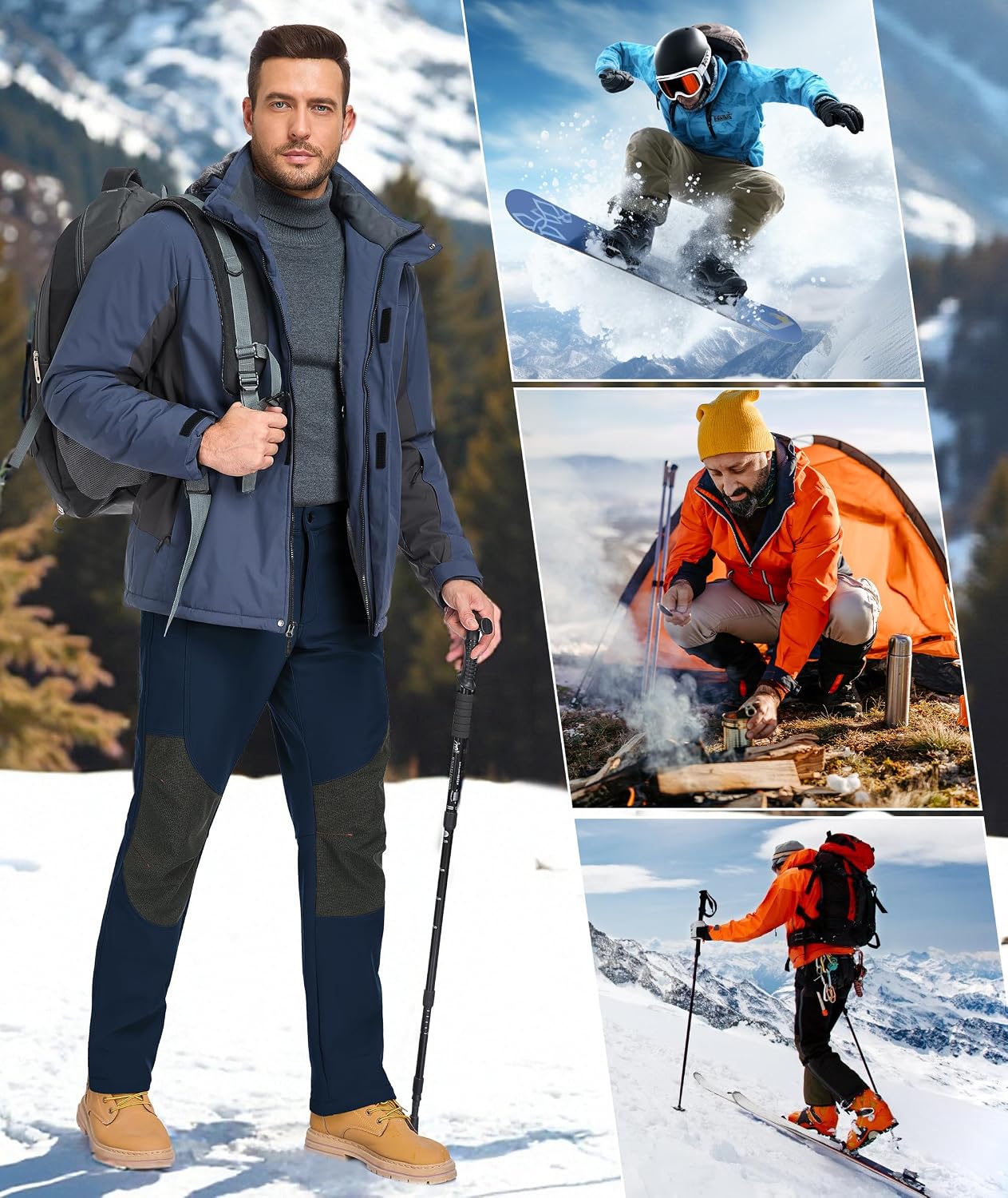 Detalle 2 de Zoofly Mens Winter Snow Pants waterproof hiking pants