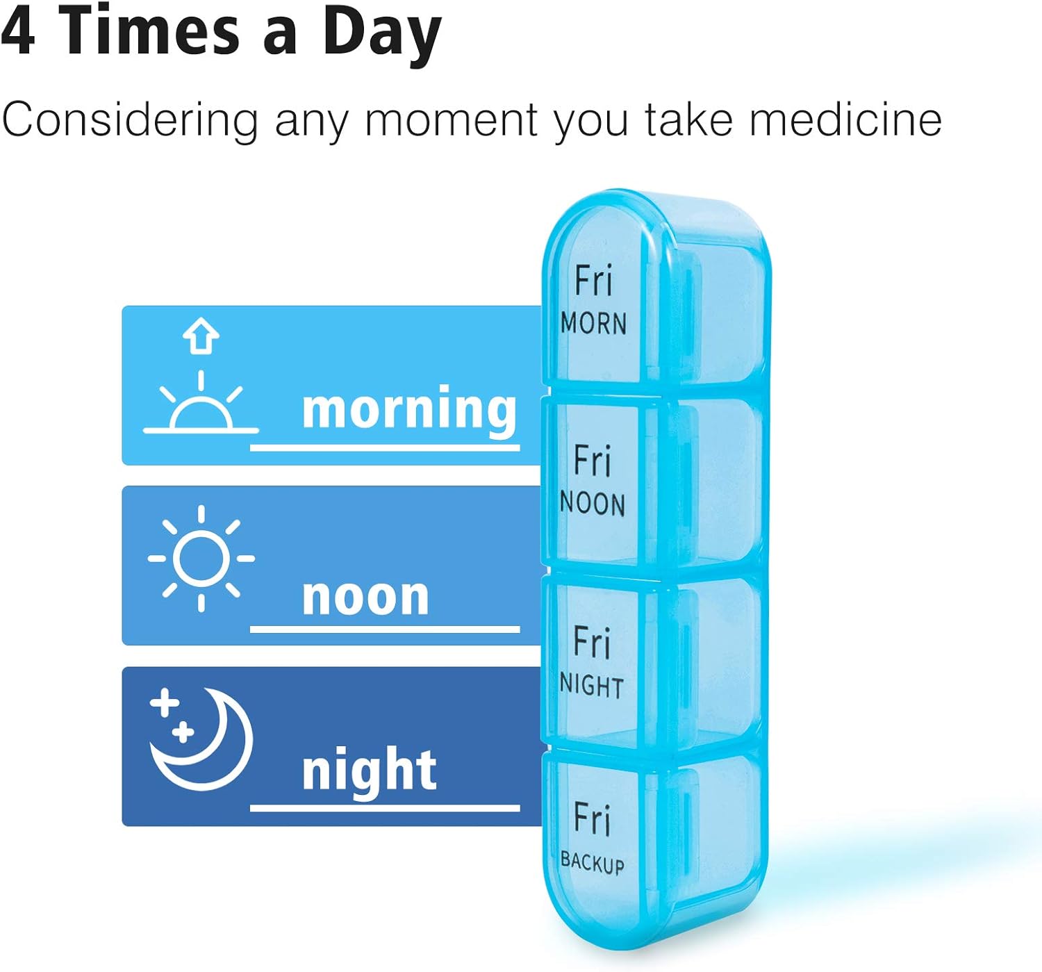 Detalle de D Aviky Pill Organizer 4 Times a Day: 7-Day Large Weekly Pill Box with Removable Daily Containers