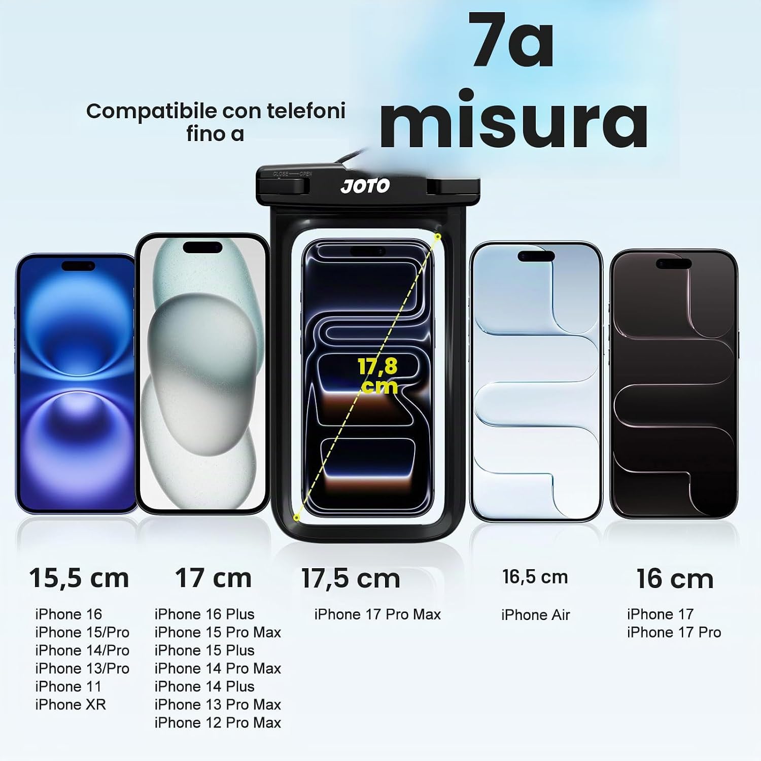 Detalle de JOTO Custodia Impermeabile Smartphone 30M/IPX8 – Cover subacquea universale fino a 7,0