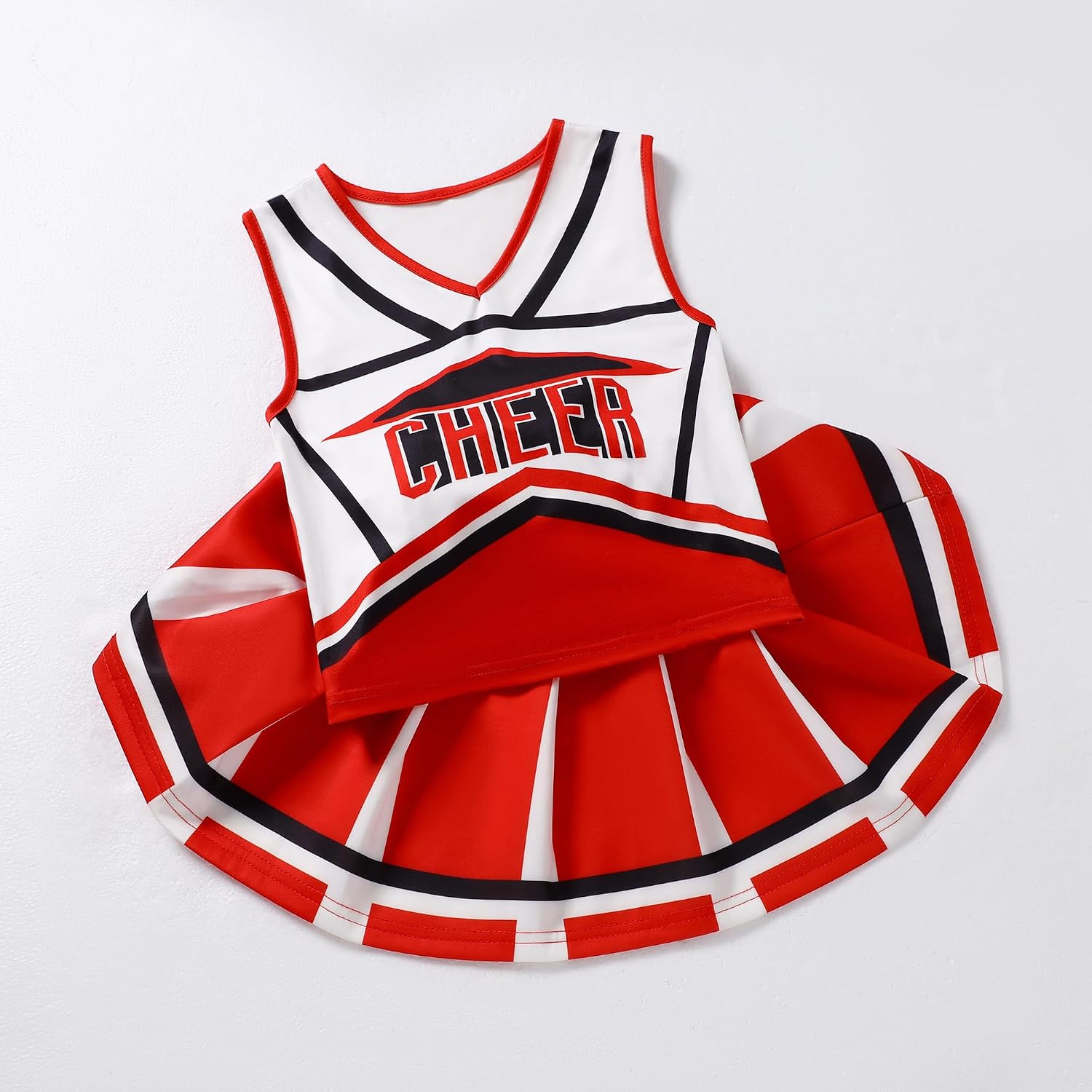 Detalle de WooHand Cheerleader Outfit for Girls with Top, Skirt, Pom-Poms and Socks