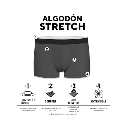 Detalle 2 de Pierre Cardin Underwear Boxer Homme Coton – Lot de 4, Natural et hypoallergénique (T. L) en Gris/Bleu/Noir