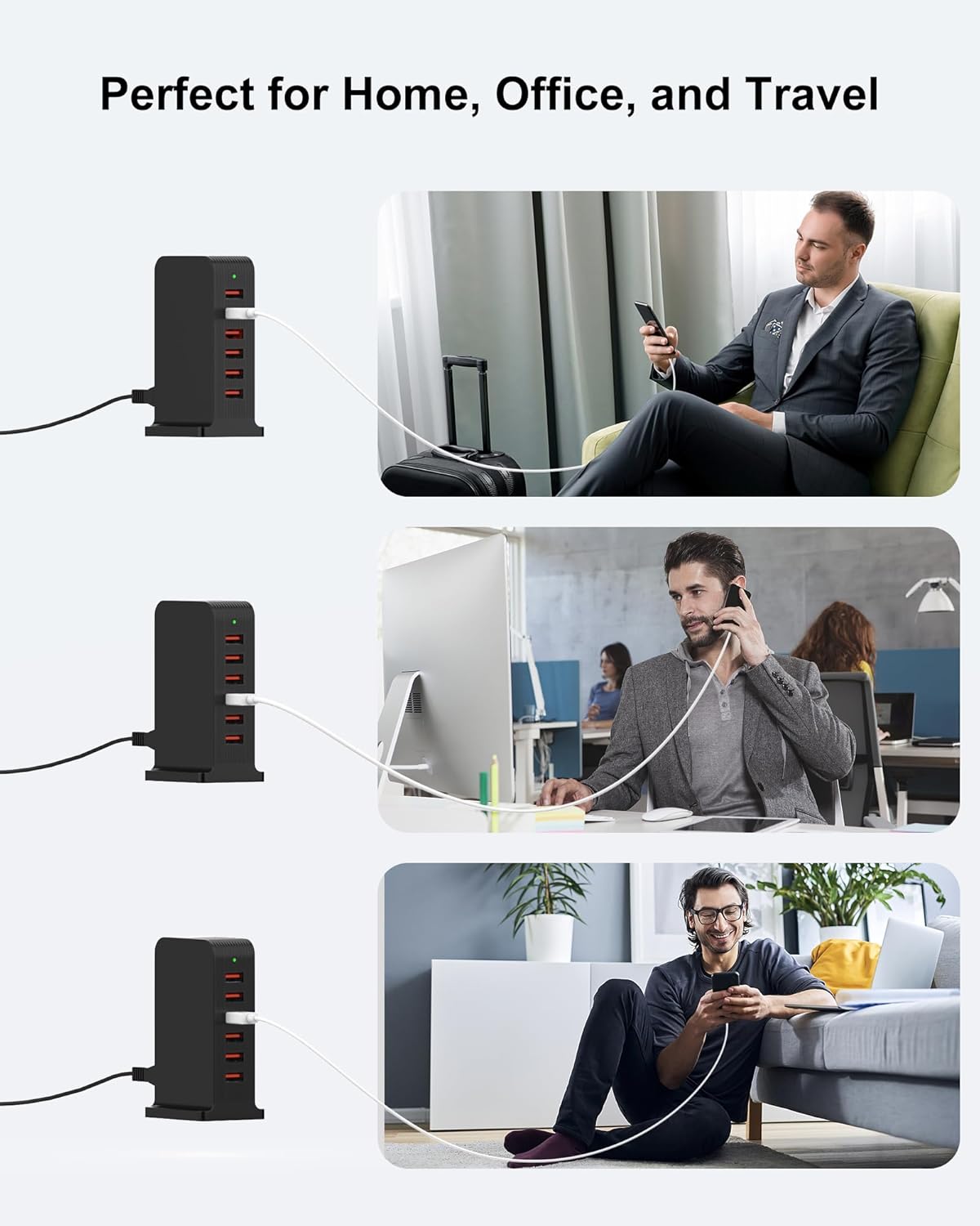 Detalle de Multi USB charger tower 50W, 6 ports