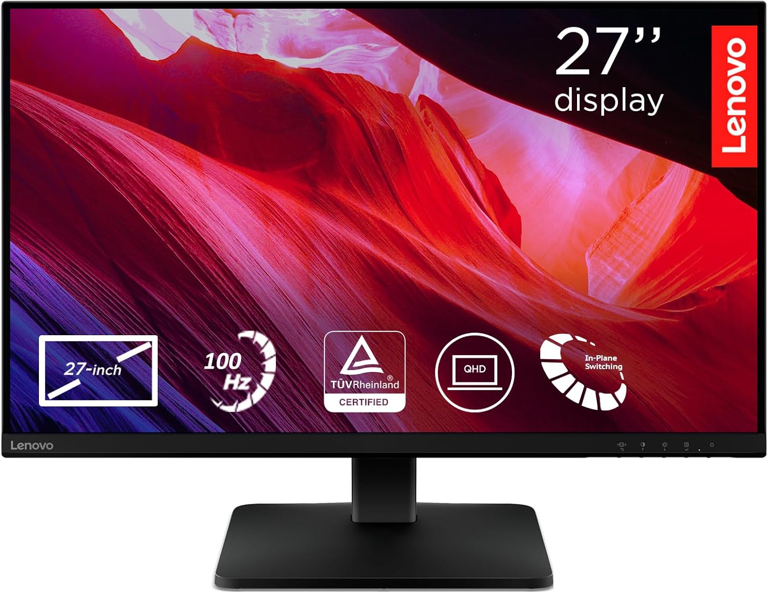 Detalle de Lenovo L27qe 27-inch QHD Monitor: IPS, 100 Hz, VESA Compatible