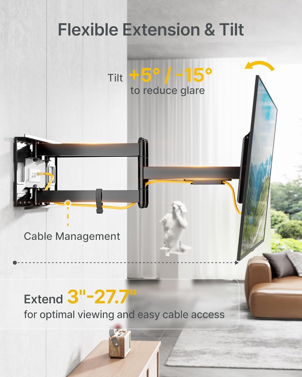 Thumbnail 2 de monTEK Heavy Duty Full Motion TV Wall Mount (43–98 Inch) — 265 lbs Capacity, 27.7" Extension, Max VESA 800x400mm