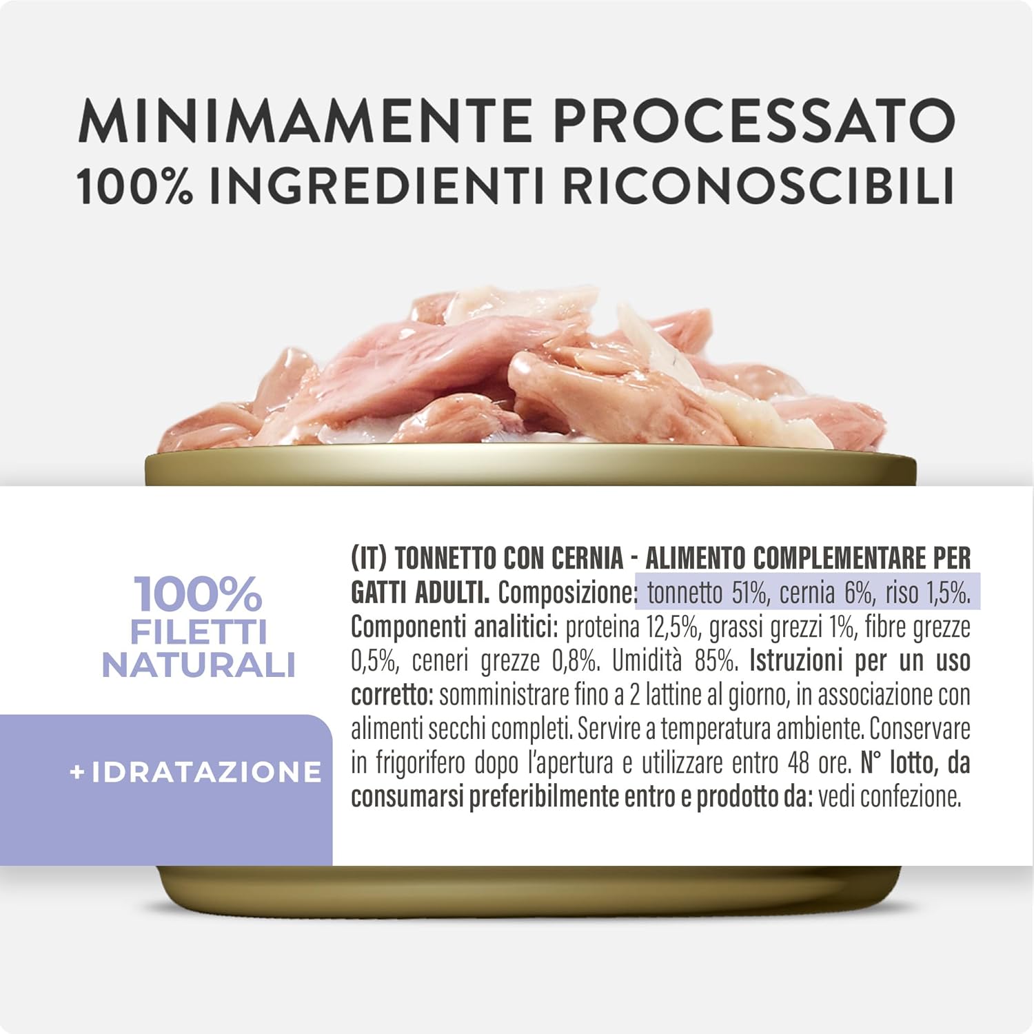 Detalle de Schesir Filetti di Tonno con Cernia in Gelatina – 12 lattine da 70 g: alimento umido per gatti